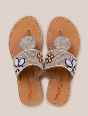 Heron LP Leather Sandal White Flower