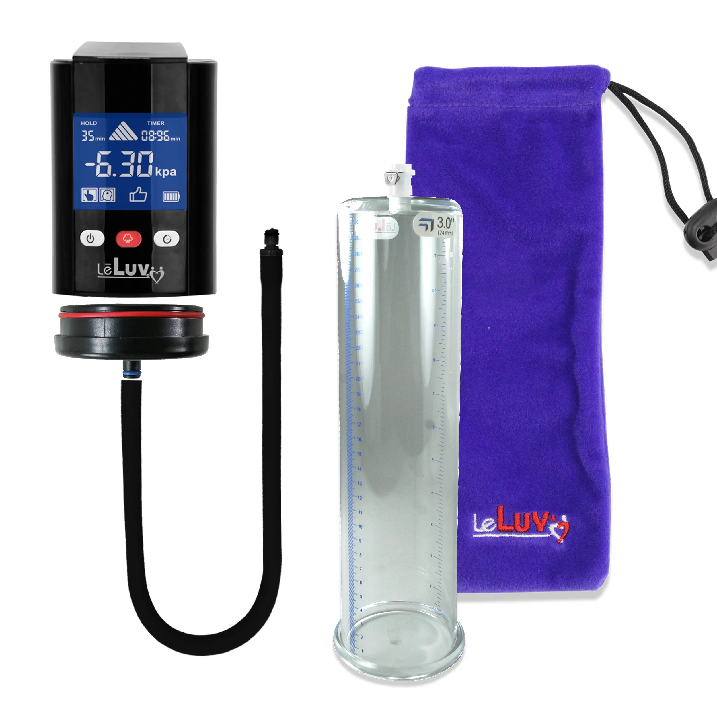 iPump Penis Pump | Smart LCD Head with Adapter | 12" Length x 1.35"-5.0" Diameter