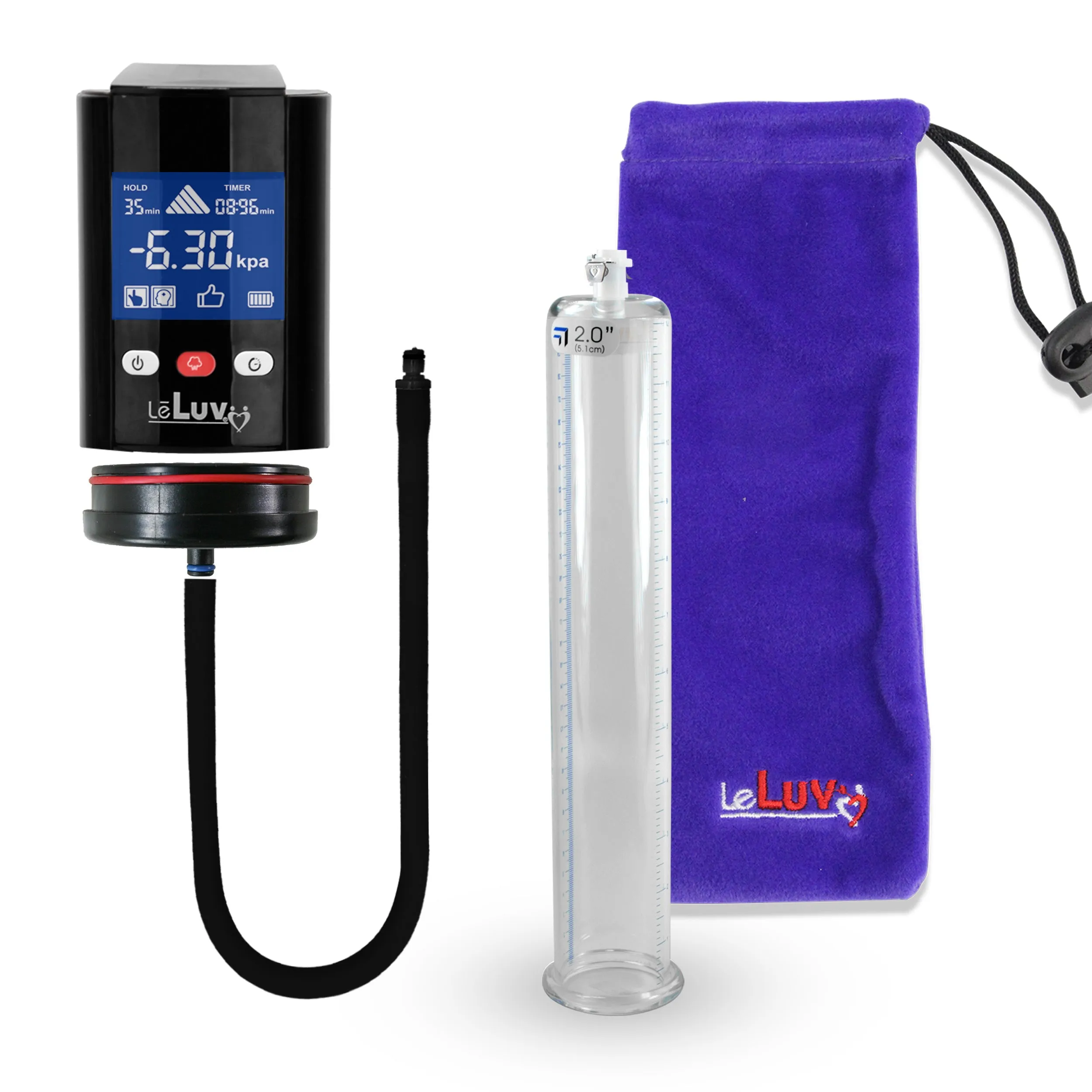 iPump Penis Pump | Smart LCD Head with Adapter | 12" Length x 1.35"-5.0" Diameter