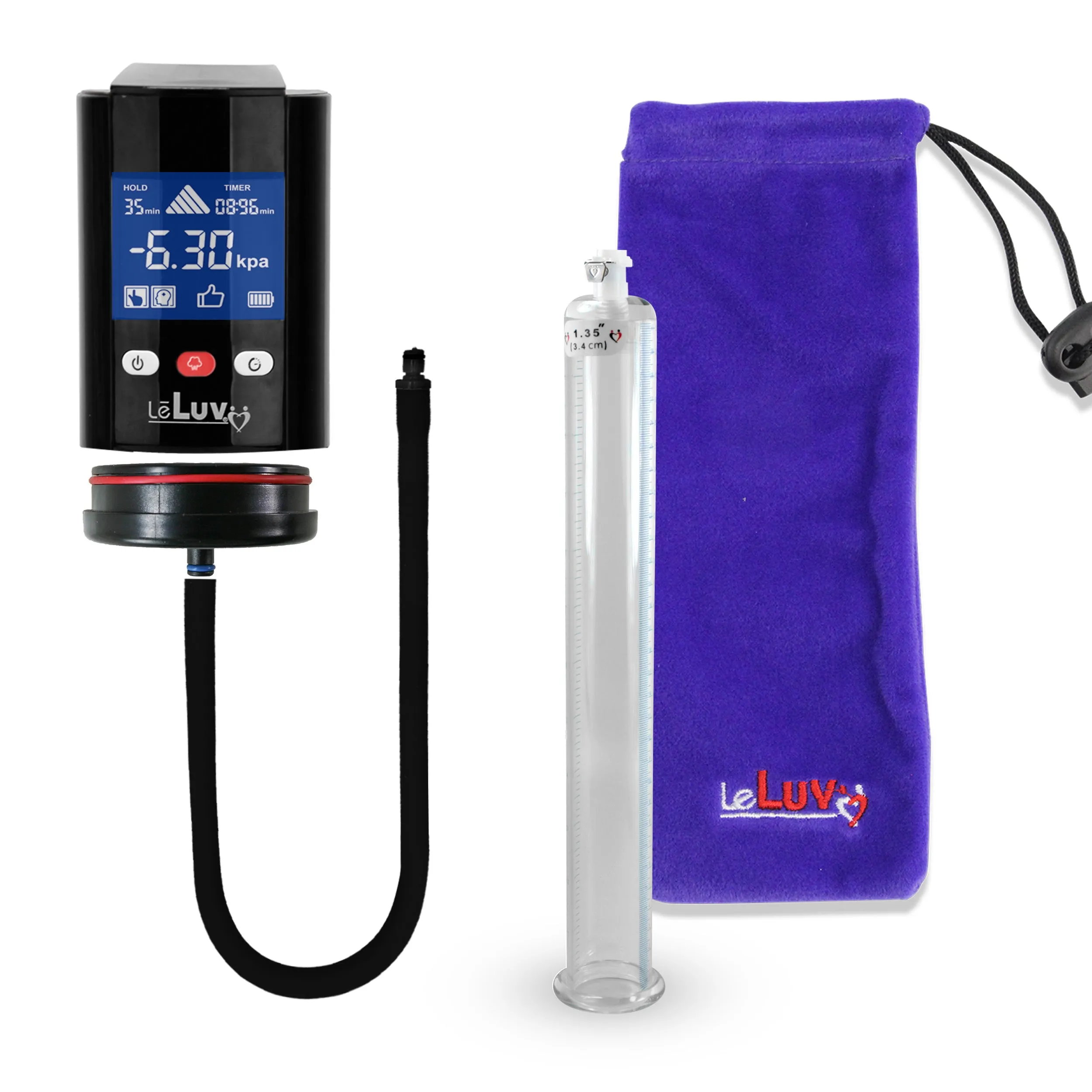 iPump Penis Pump | Smart LCD Head with Adapter | 12" Length x 1.35"-5.0" Diameter