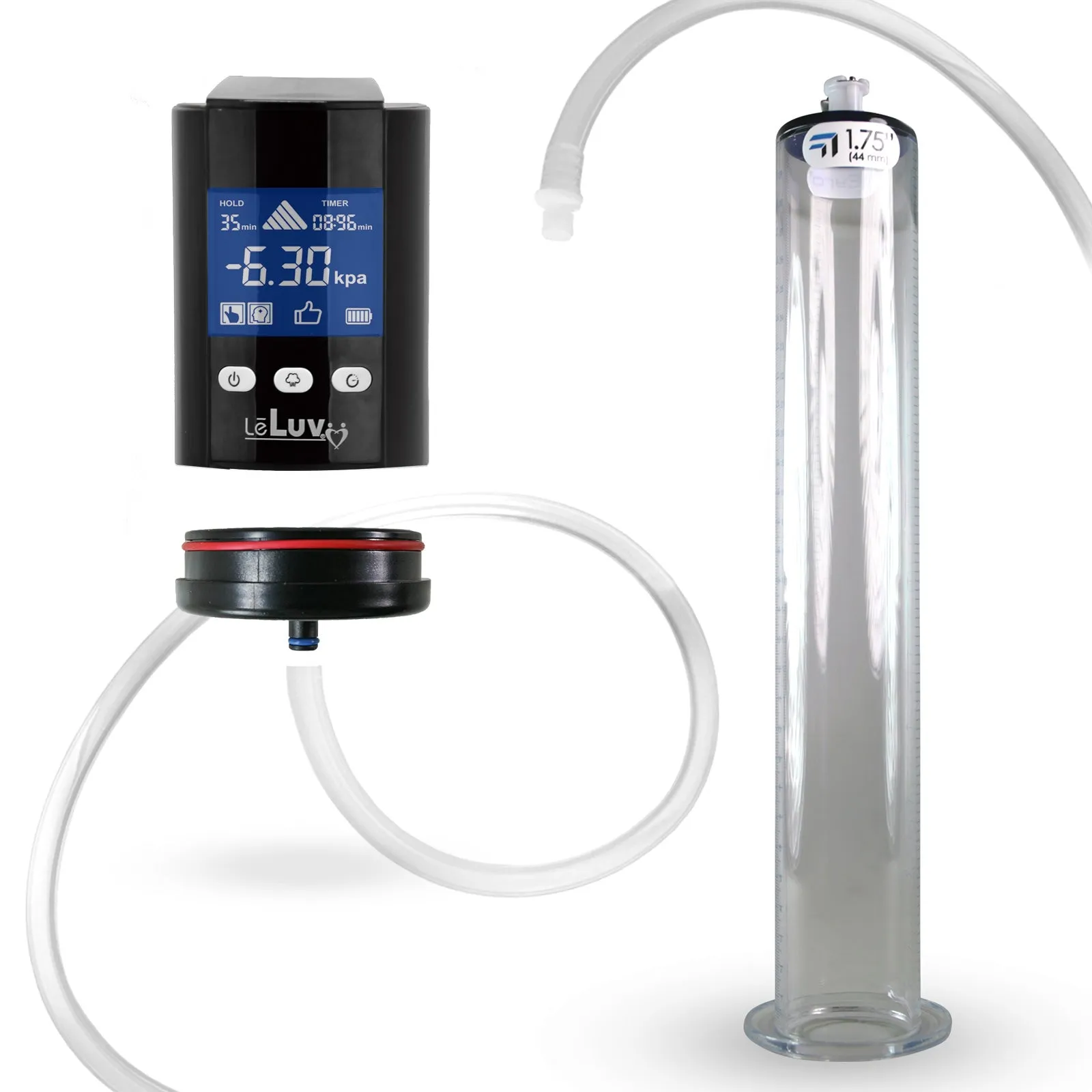 iPump Penis Pump | Smart LCD Head with Adapter | 9"/12" Length x 1.75"-2.50" Diameter Wide Flange Cylinder