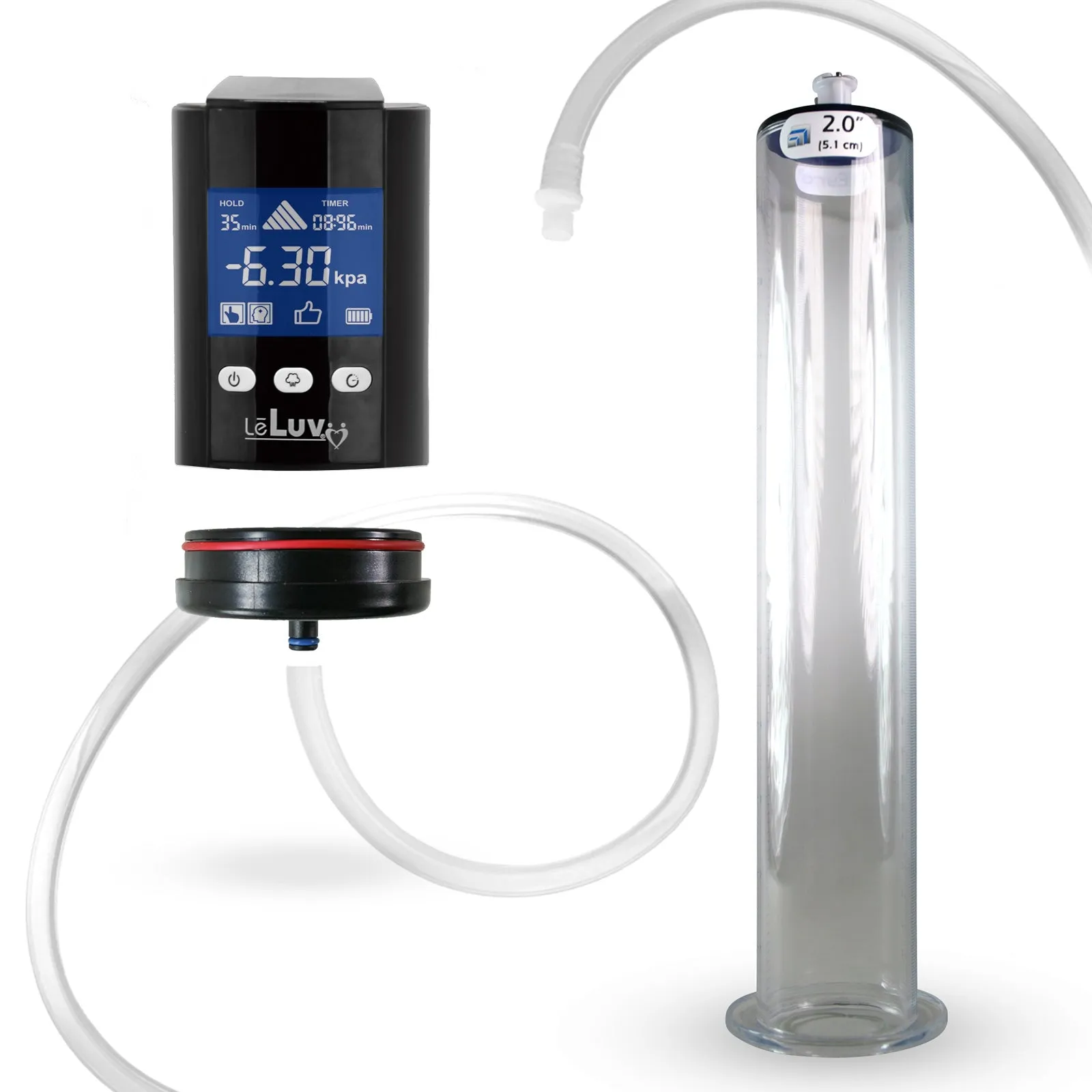 iPump Penis Pump | Smart LCD Head with Adapter | 9"/12" Length x 1.75"-2.50" Diameter Wide Flange Cylinder