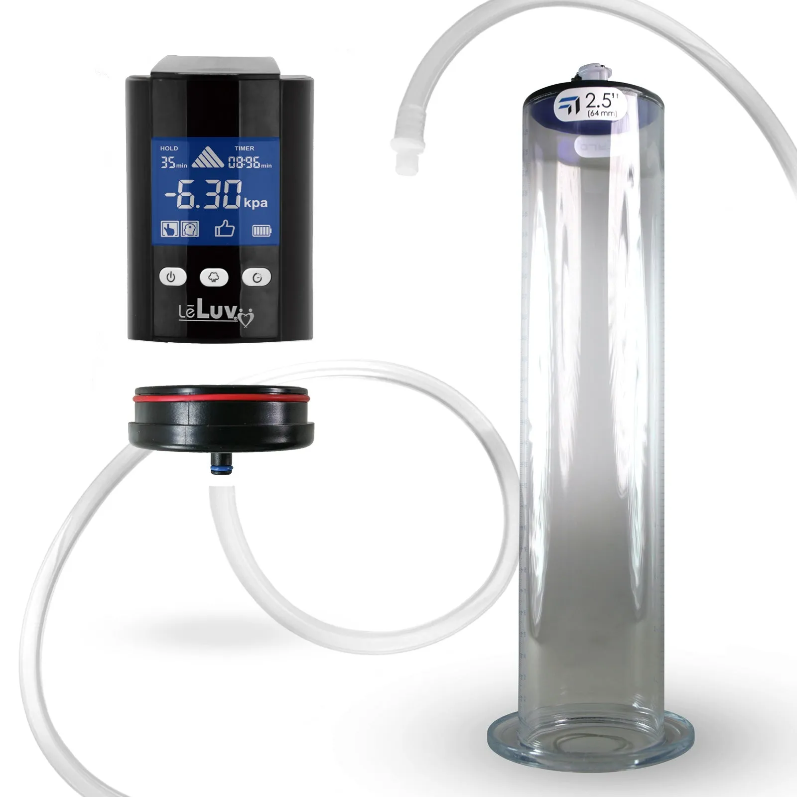 iPump Penis Pump | Smart LCD Head with Adapter | 9"/12" Length x 1.75"-2.50" Diameter Wide Flange Cylinder