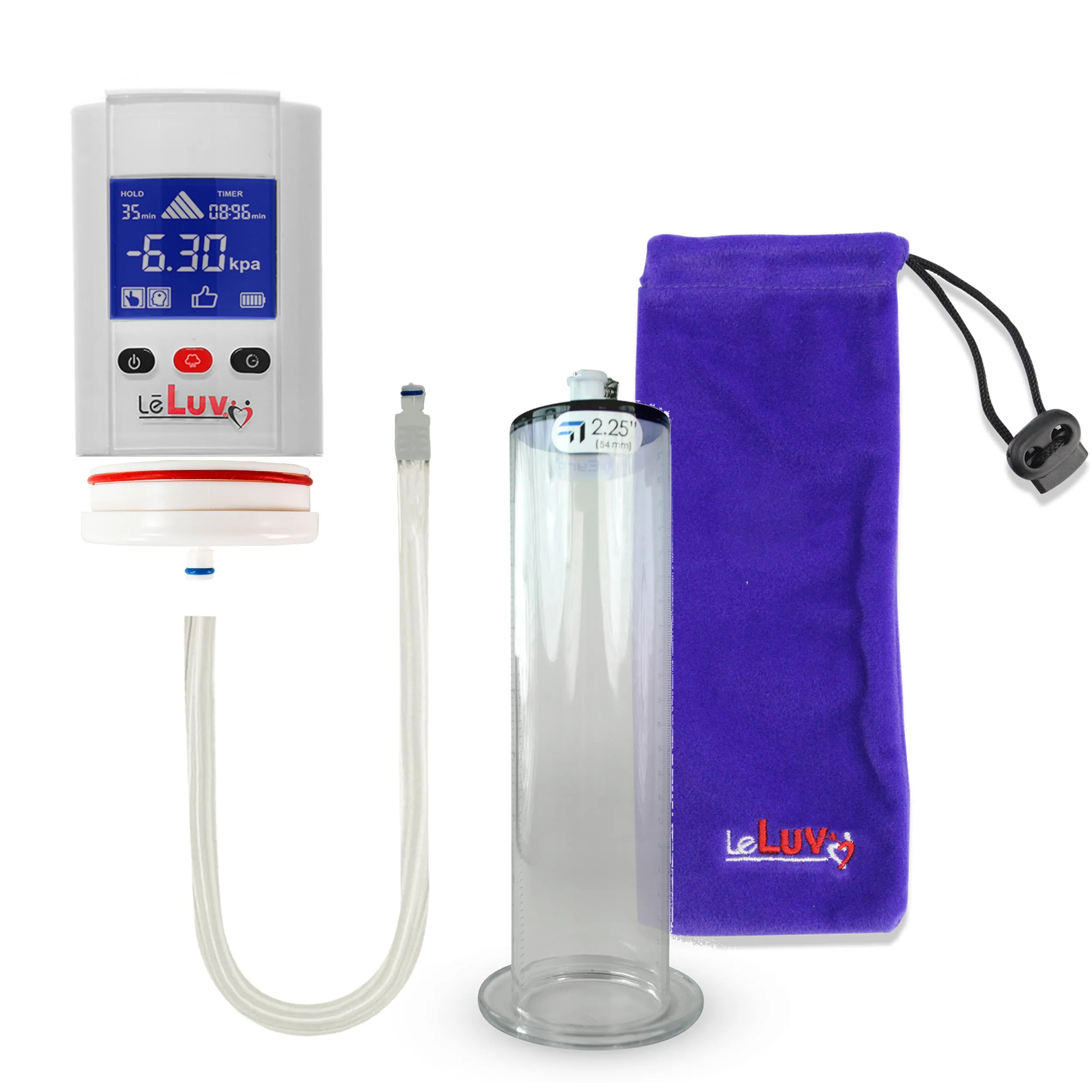 iPump Penis Pump | Smart LCD Head with Adapter | 9"/12" Length x 1.75"-2.50" Diameter Wide Flange Cylinder