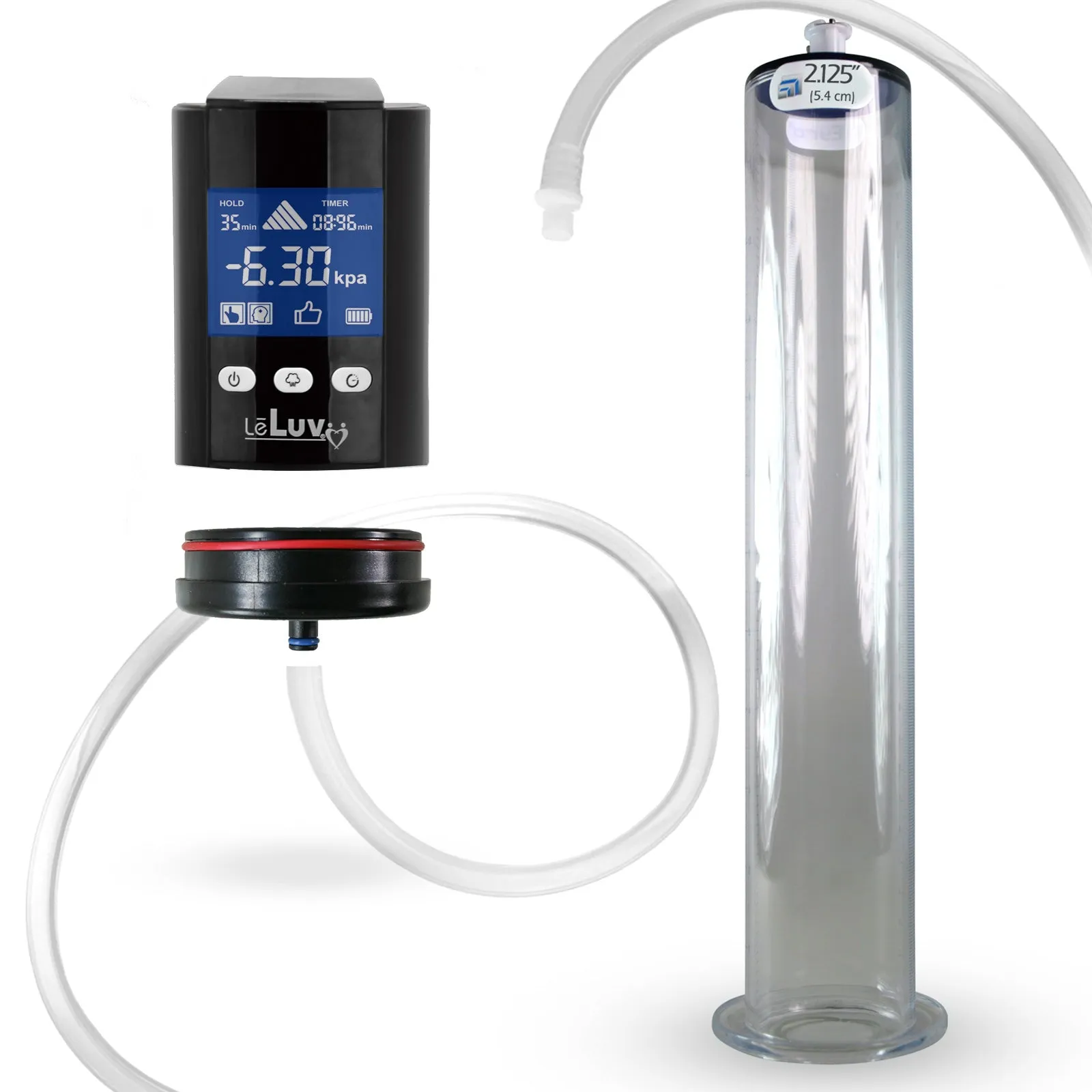 iPump Penis Pump | Smart LCD Head with Adapter | 9"/12" Length x 1.75"-2.50" Diameter Wide Flange Cylinder