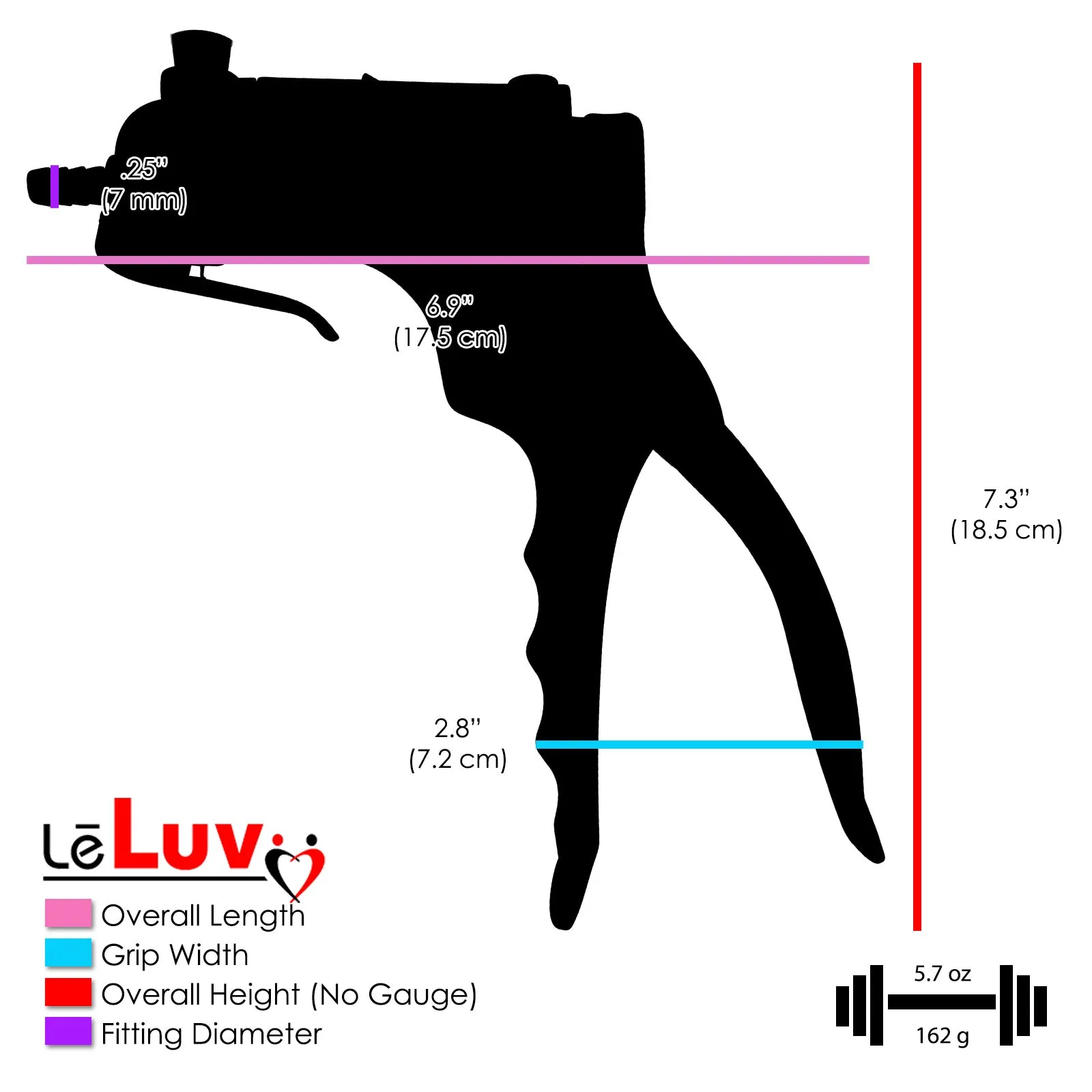 LeLuv JacVac Penis Pump - Swivel Gauge Options - Thick Wall, No Flange Cylinders