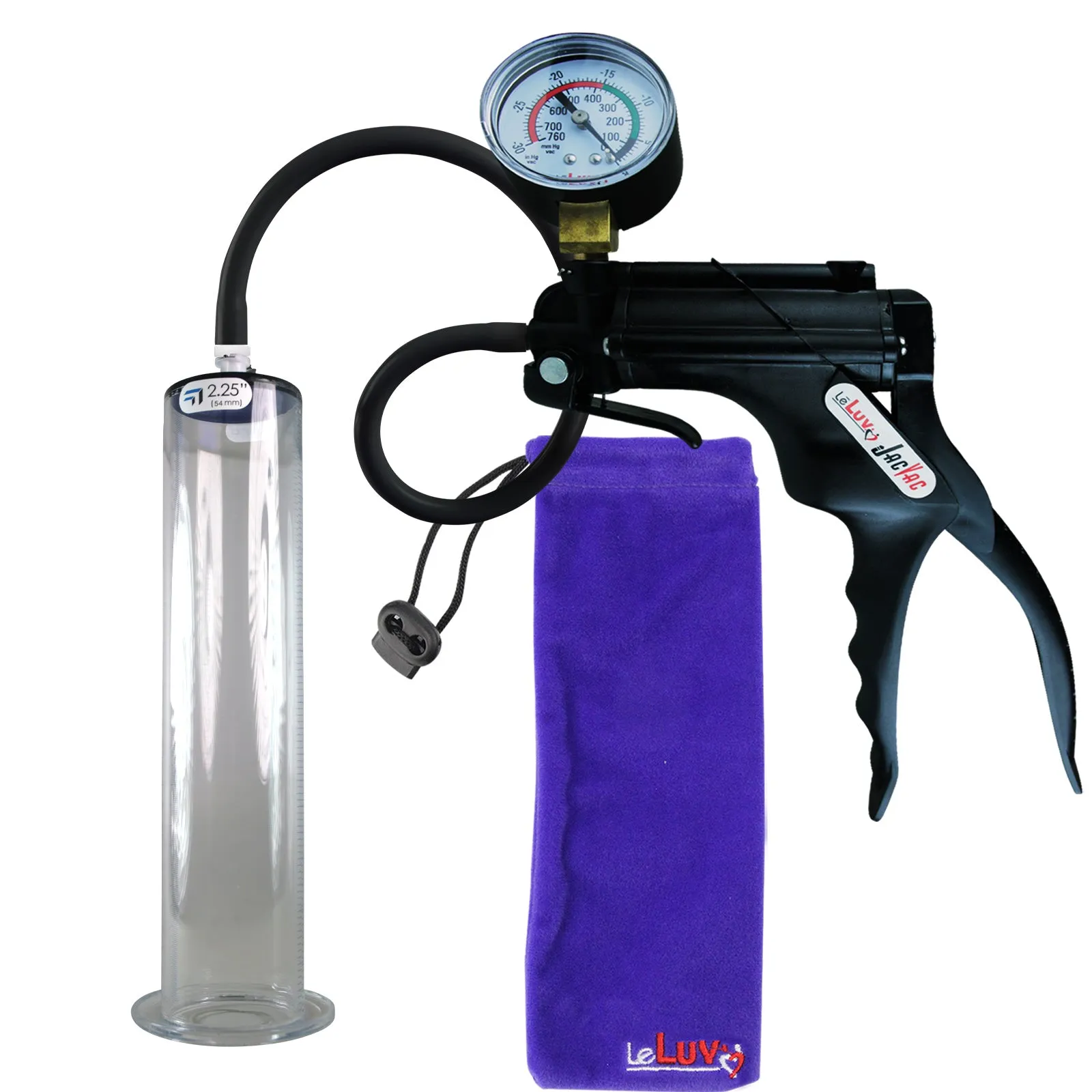 LeLuv JacVac Penis Pump - Swivel Gauge Options - Wide Flange Cylinders