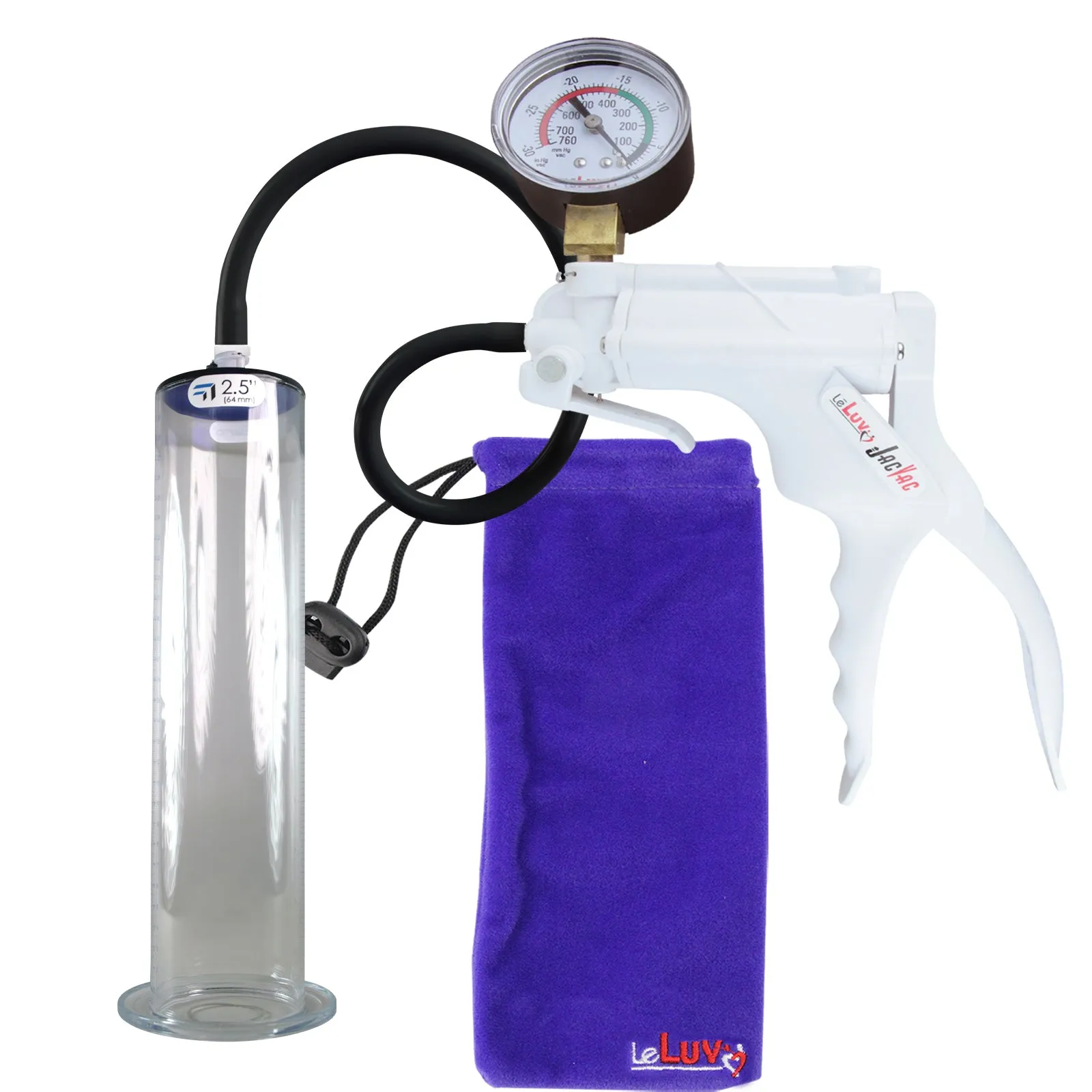 LeLuv JacVac Penis Pump - Swivel Gauge Options - Wide Flange Cylinders