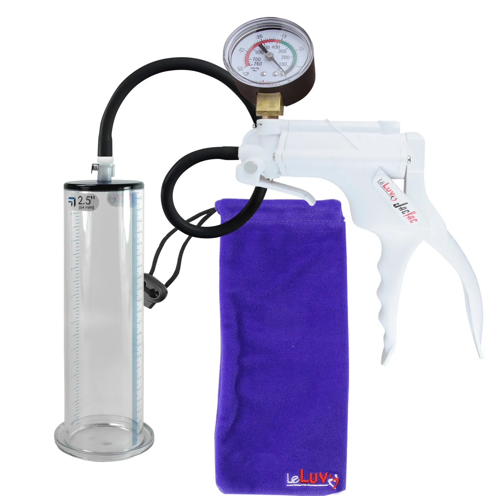 LeLuv JacVac Penis Pump - Swivel Gauge Options - Wide Flange Cylinders