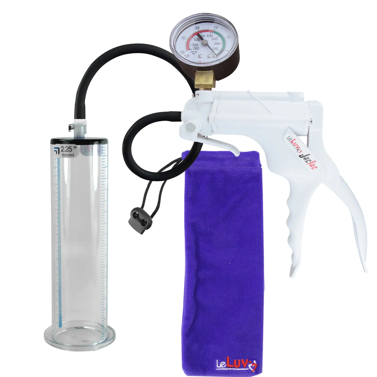 LeLuv JacVac Penis Pump - Swivel Gauge Options - Wide Flange Cylinders