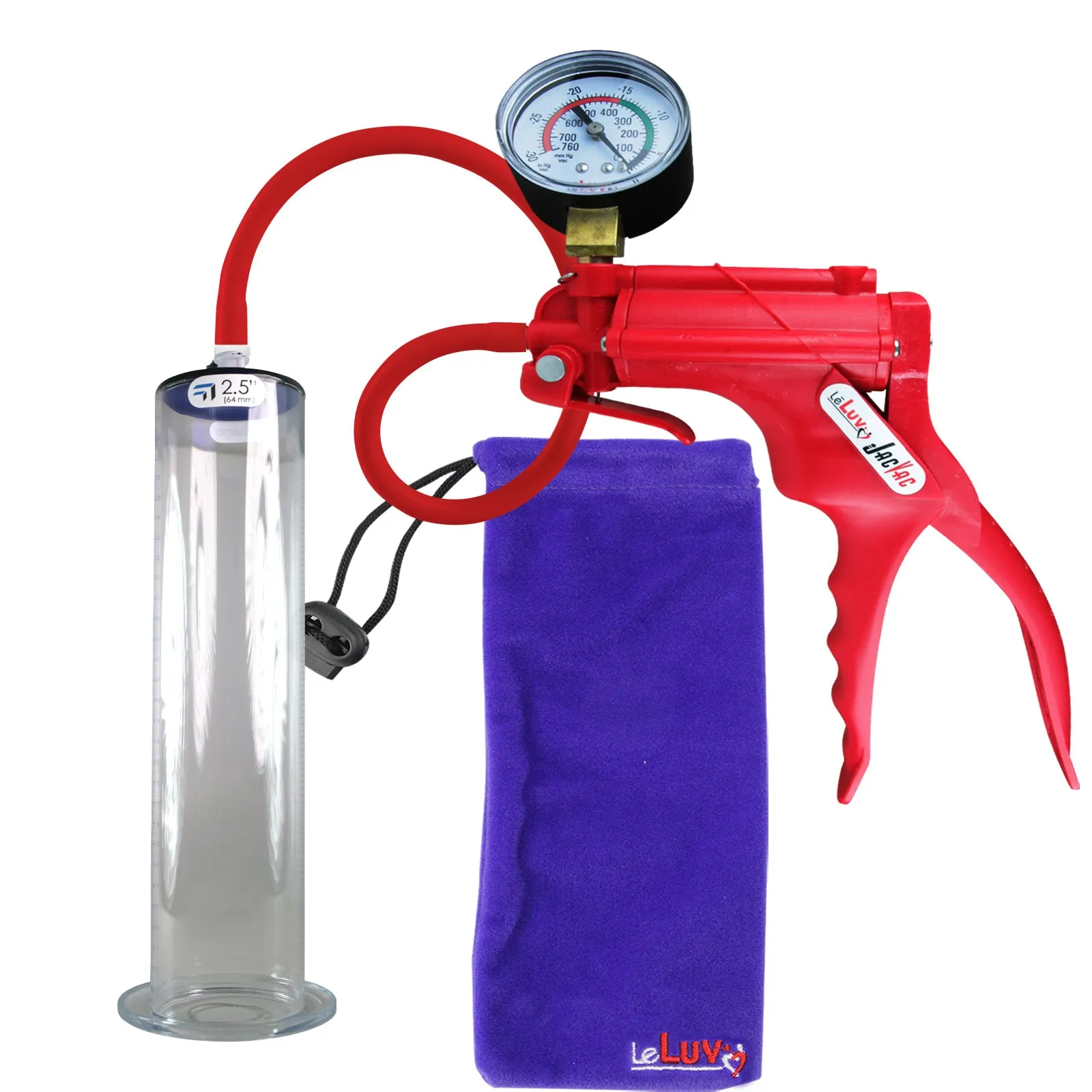 LeLuv JacVac Penis Pump - Swivel Gauge Options - Wide Flange Cylinders