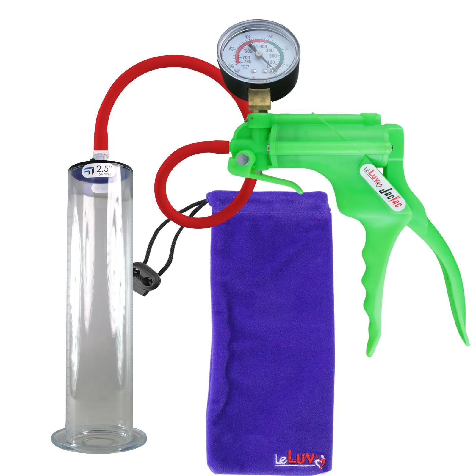 LeLuv JacVac Penis Pump - Swivel Gauge Options - Wide Flange Cylinders