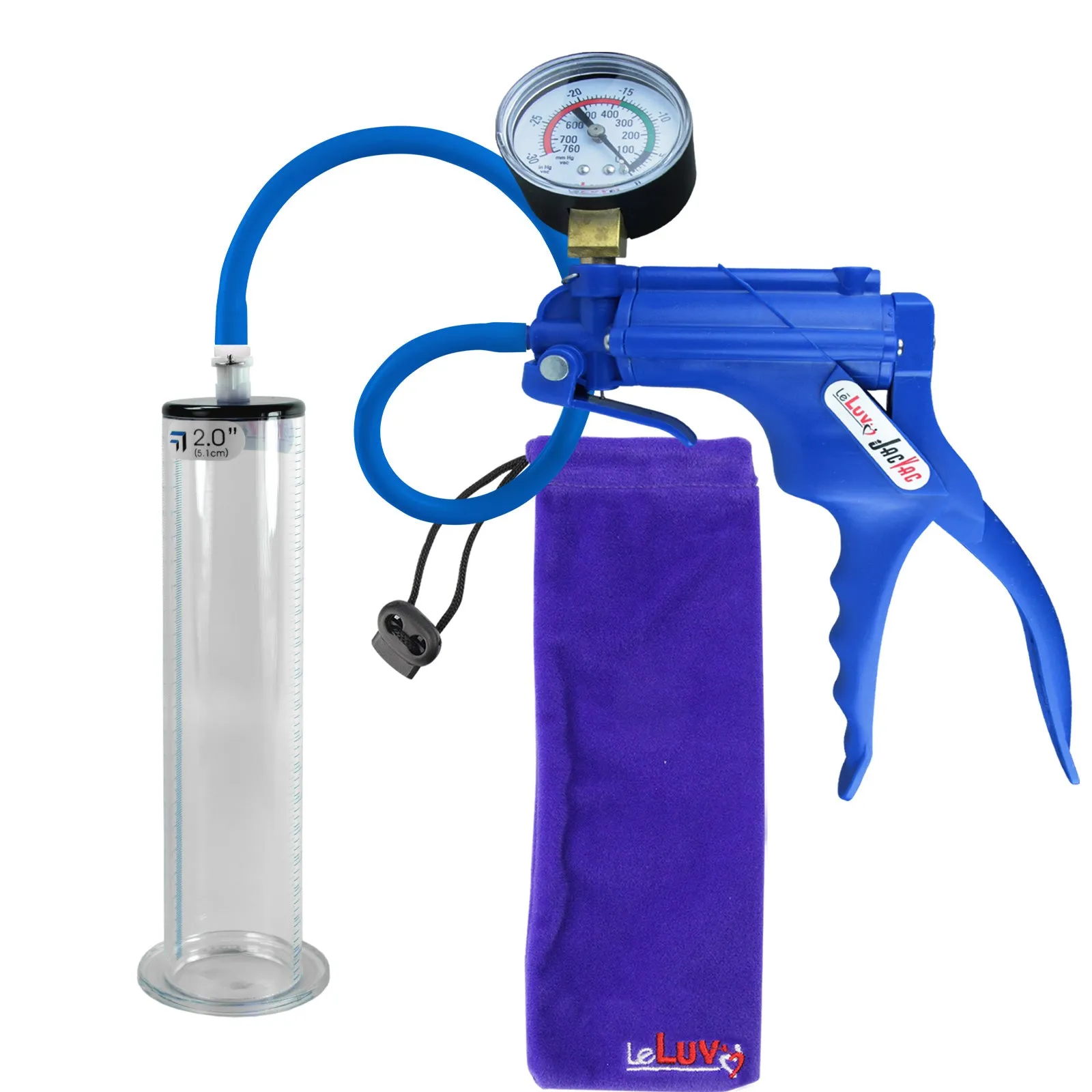 LeLuv JacVac Penis Pump - Swivel Gauge Options - Wide Flange Cylinders