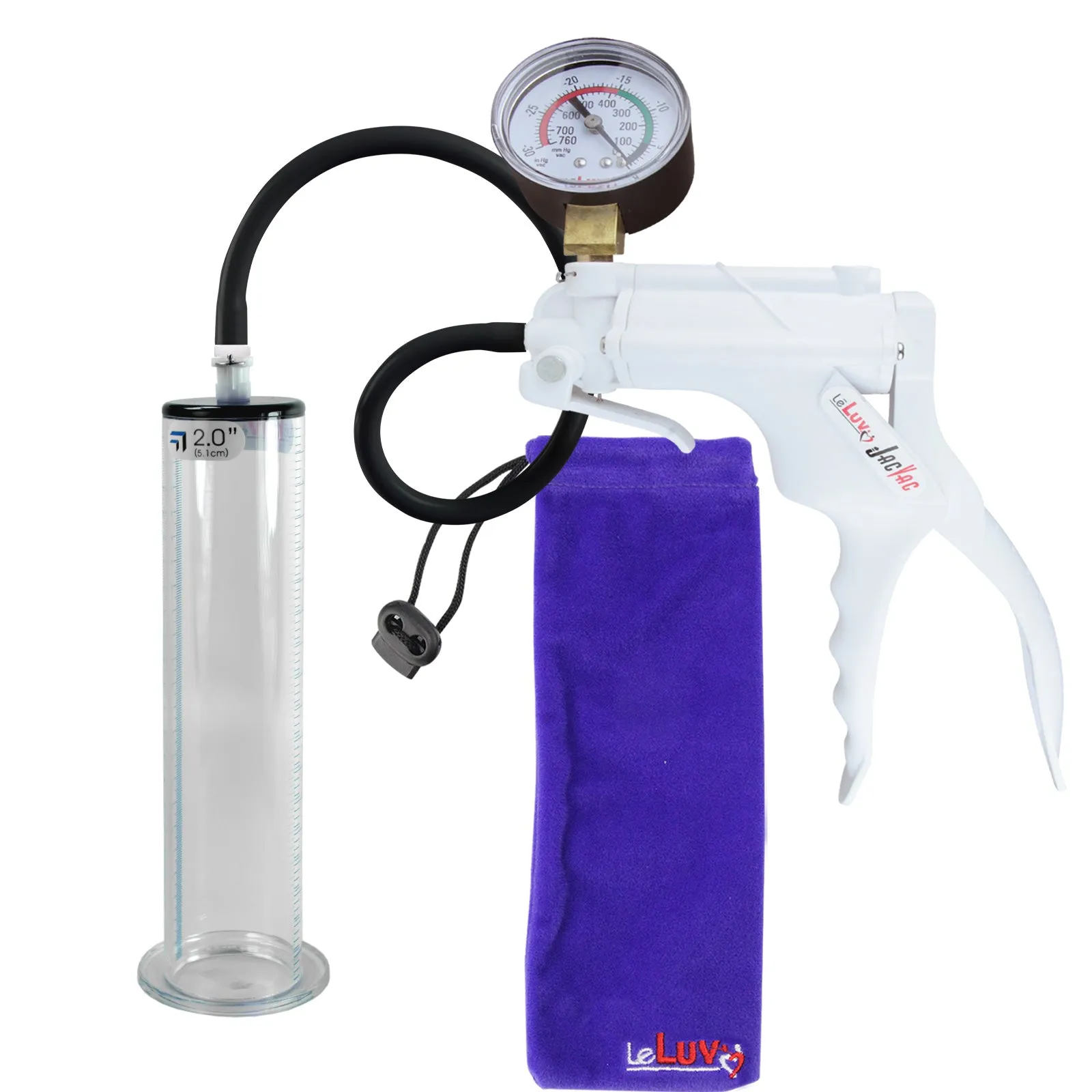 LeLuv JacVac Penis Pump - Swivel Gauge Options - Wide Flange Cylinders