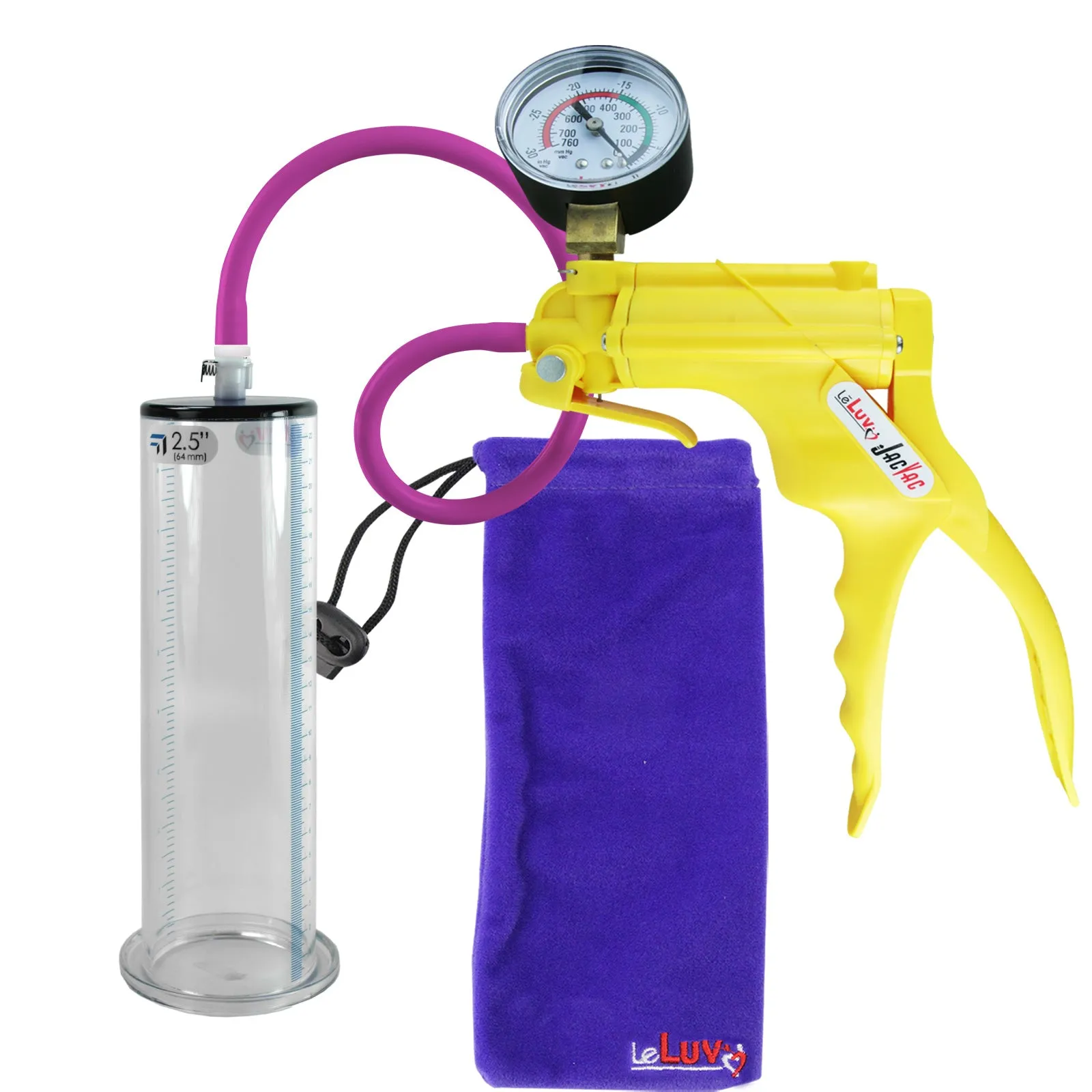 LeLuv JacVac Penis Pump - Swivel Gauge Options - Wide Flange Cylinders