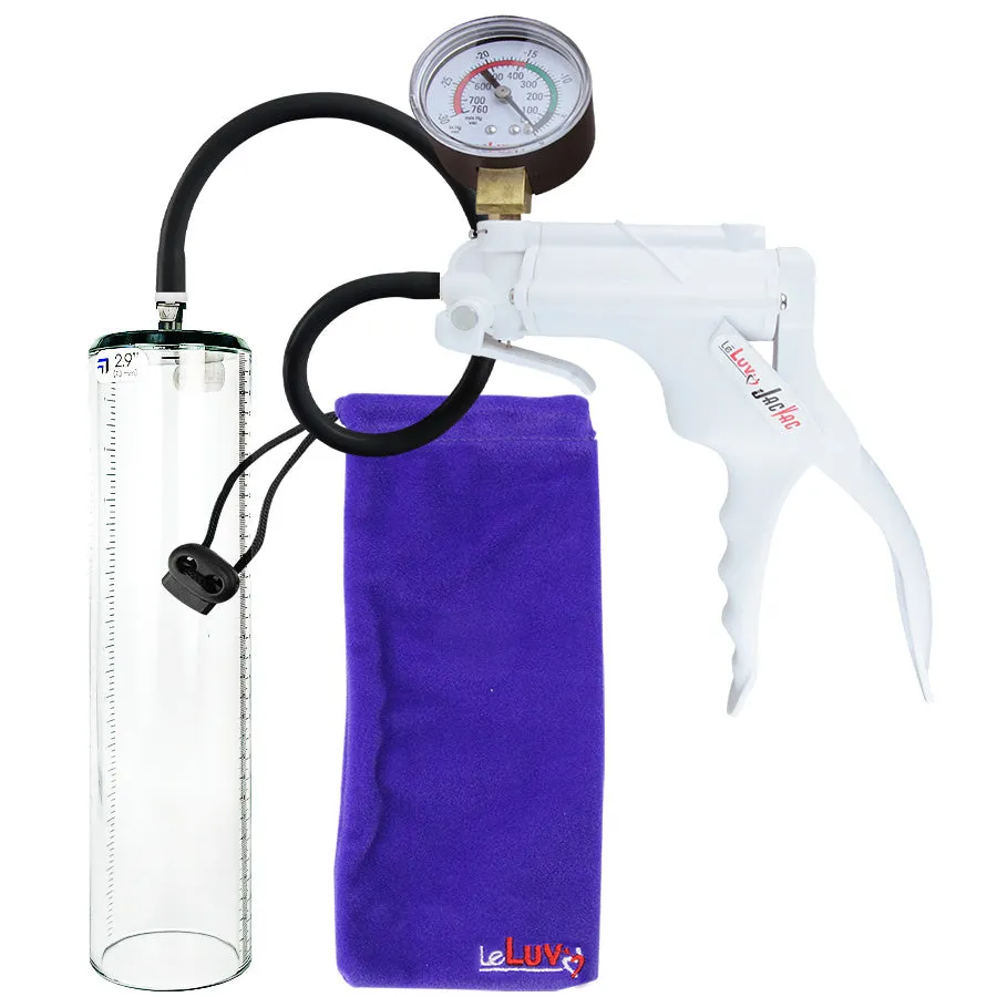 LeLuv JacVac Penis Pump - Swivel Handle   Gauge - 12" Thick Wall, No Flange Cylinder