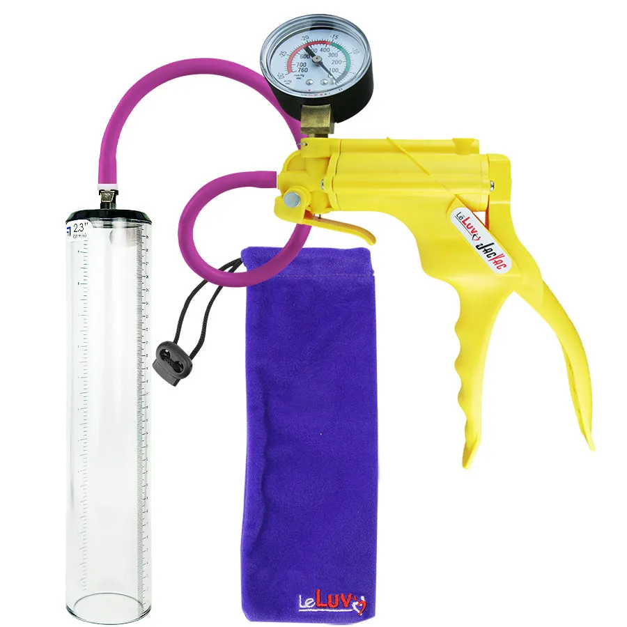 LeLuv JacVac Penis Pump - Swivel Handle   Gauge - 12" Thick Wall, No Flange Cylinder