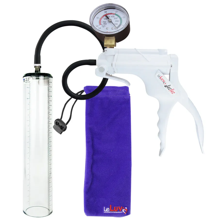 LeLuv JacVac Penis Pump - Swivel Handle   Gauge - 12" Thick Wall, No Flange Cylinder