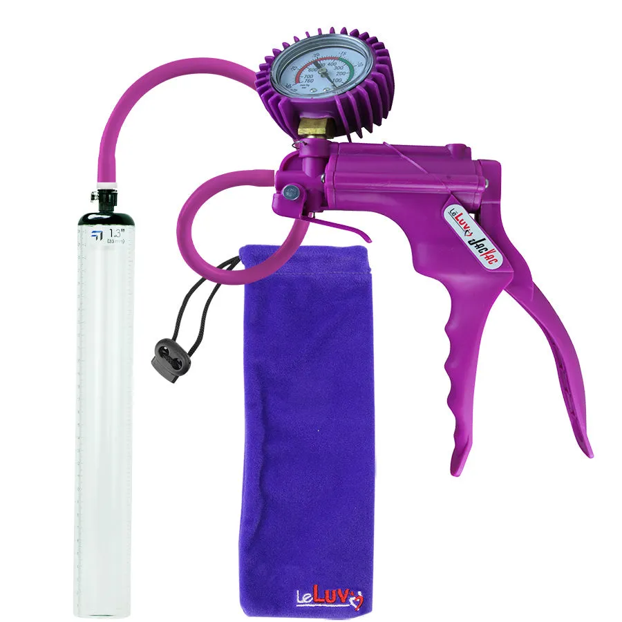 LeLuv JacVac Penis Pump - Swivel Handle   Protected Gauge - 12" Thick Wall, No Flange Cylinder