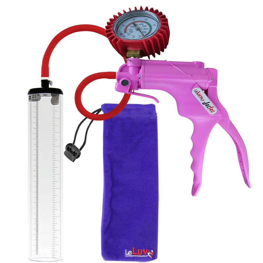 LeLuv JacVac Penis Pump - Swivel Handle   Protected Gauge - 12" Thick Wall, No Flange Cylinder