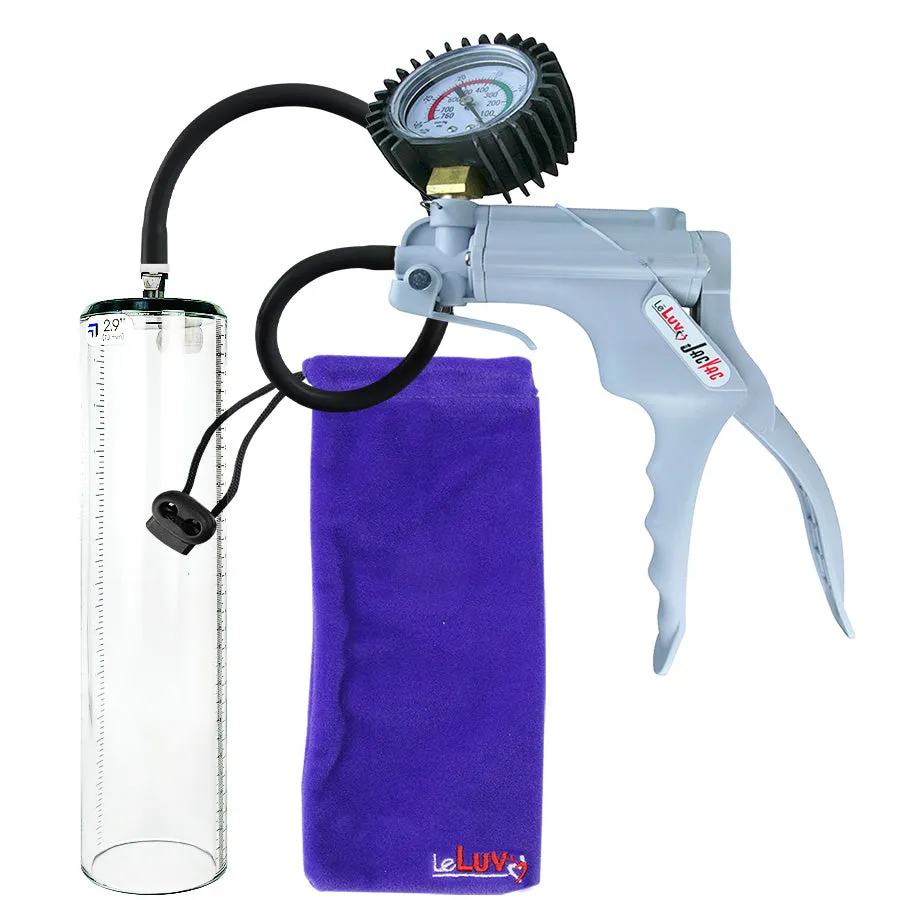 LeLuv JacVac Penis Pump - Swivel Handle   Protected Gauge - 12" Thick Wall, No Flange Cylinder