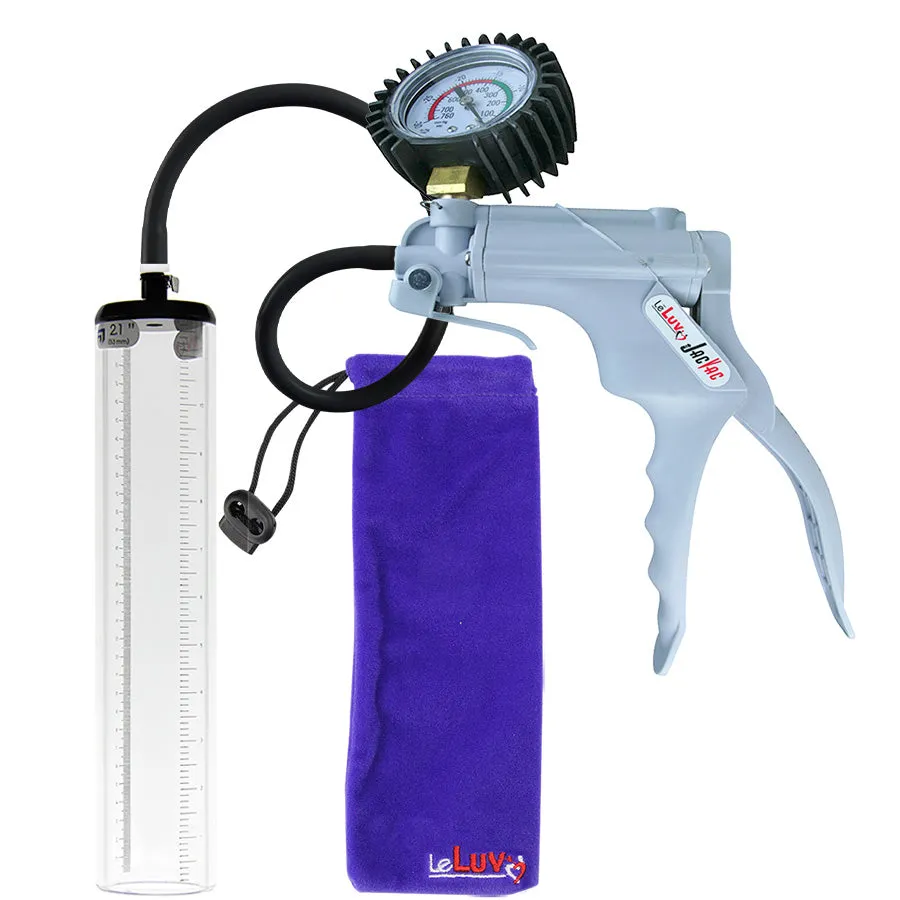 LeLuv JacVac Penis Pump - Swivel Handle   Protected Gauge - 12" Thick Wall, No Flange Cylinder