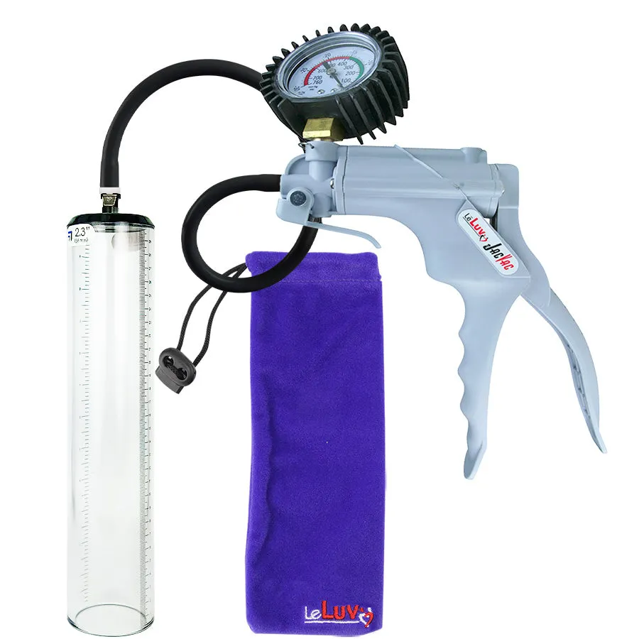 LeLuv JacVac Penis Pump - Swivel Handle   Protected Gauge - 12" Thick Wall, No Flange Cylinder