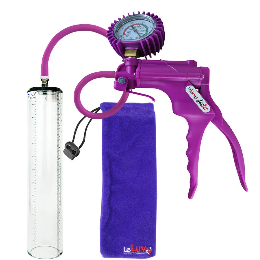 LeLuv JacVac Penis Pump - Swivel Handle   Protected Gauge - 12" Thick Wall, No Flange Cylinder