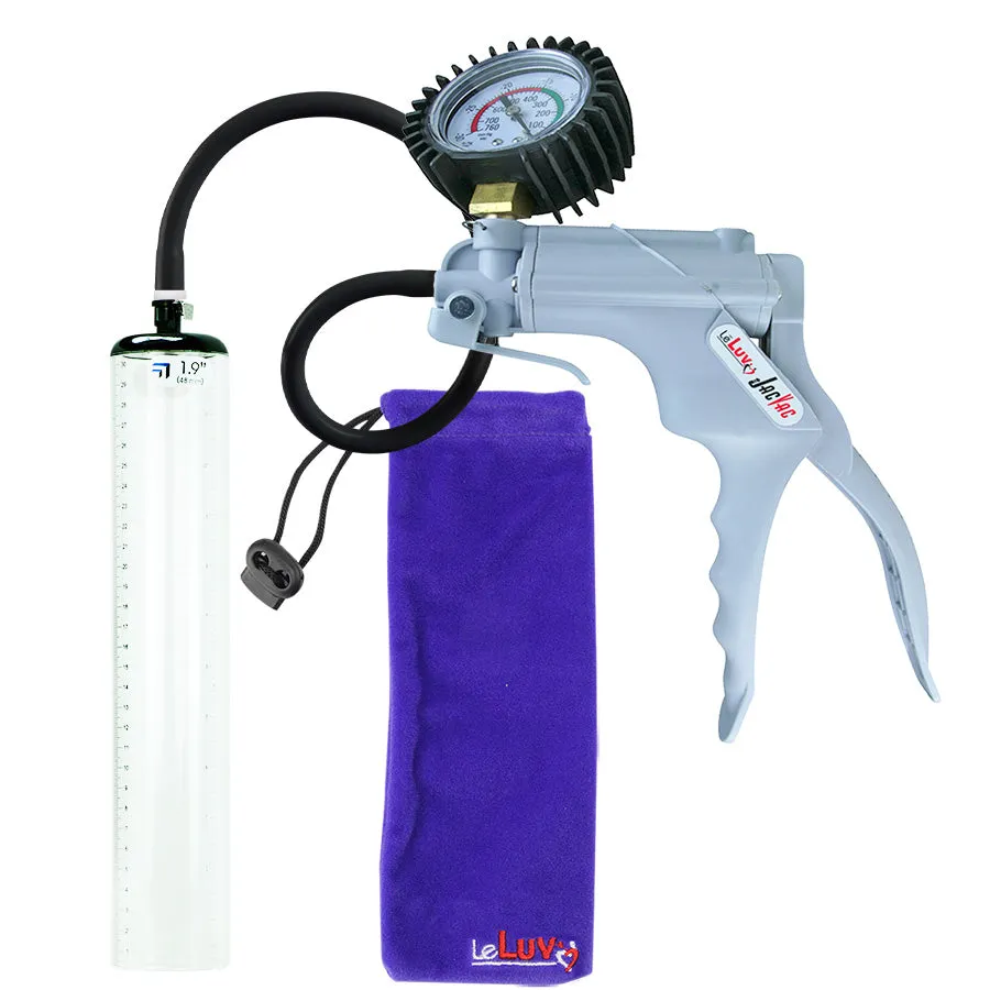 LeLuv JacVac Penis Pump - Swivel Handle   Protected Gauge - 12" Thick Wall, No Flange Cylinder