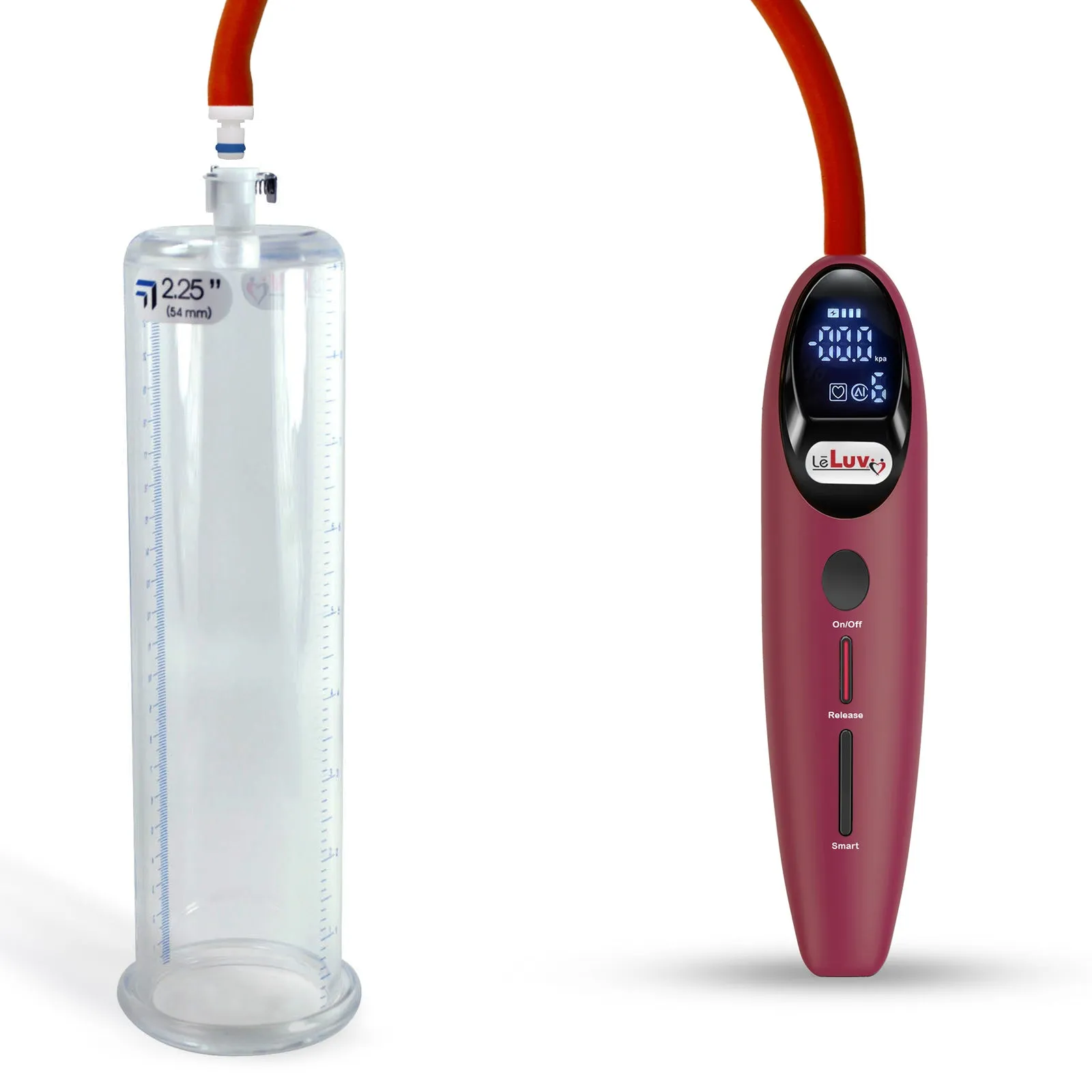 LeLuv Magna Smart LCD Penis Pump | 9 or 12 Inch Length Cylinder | Round Flange