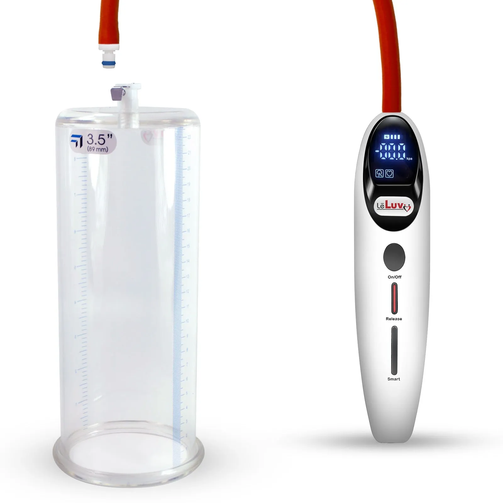 LeLuv Magna Smart LCD Penis Pump | 9 or 12 Inch Length Cylinder | Round Flange