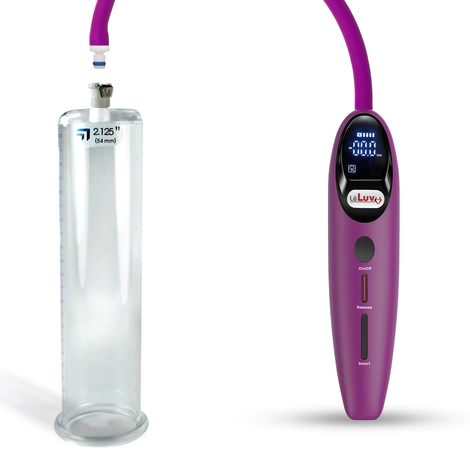 LeLuv Magna Smart LCD Penis Pump | 9 or 12 Inch Length Cylinder | Round Flange