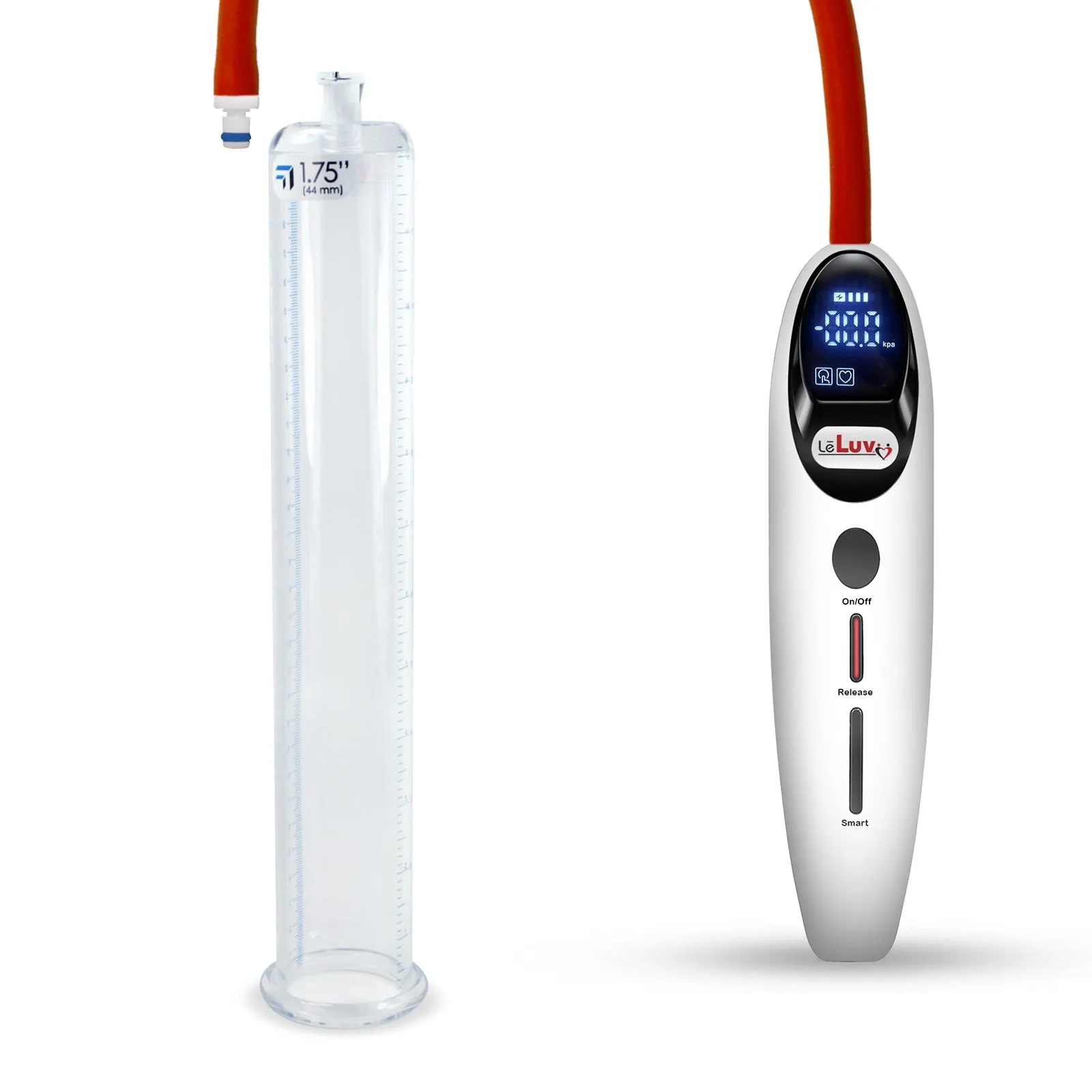 LeLuv Magna Smart LCD Penis Pump | 9 or 12 Inch Length Cylinder | Round Flange