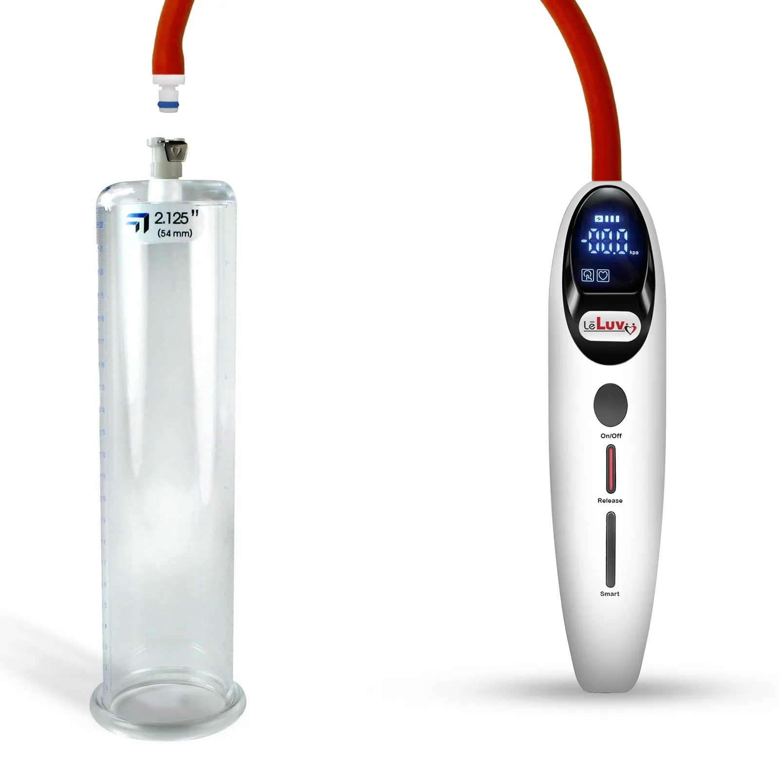 LeLuv Magna Smart LCD Penis Pump | 9 or 12 Inch Length Cylinder | Round Flange