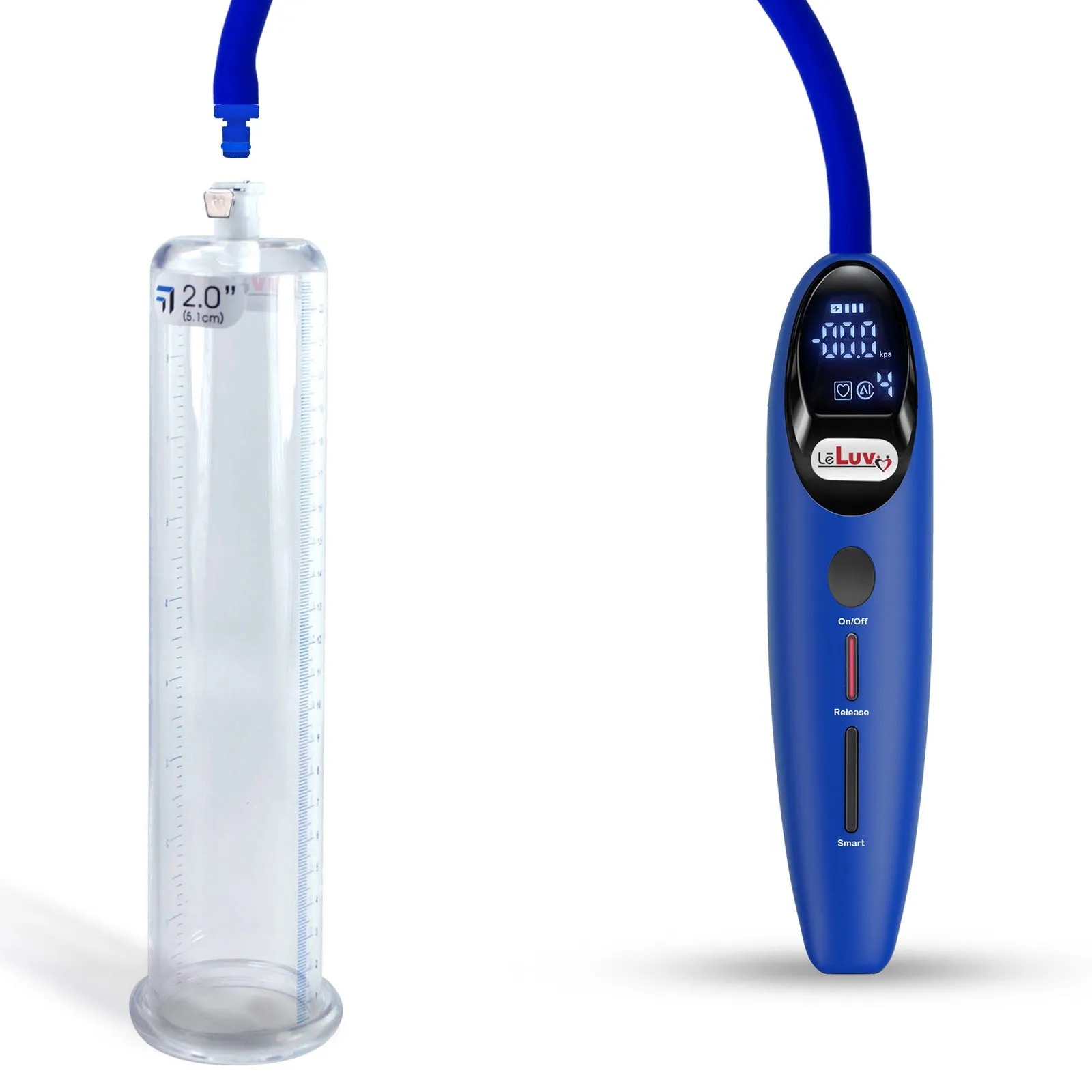 LeLuv Magna Smart LCD Penis Pump | 9 or 12 Inch Length Cylinder | Round Flange