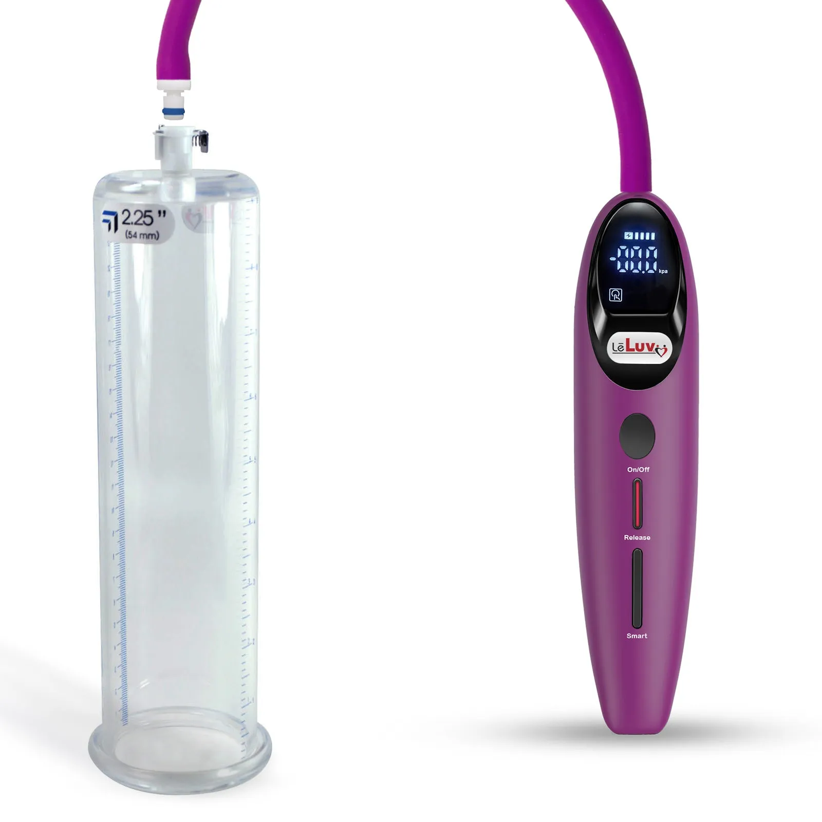 LeLuv Magna Smart LCD Penis Pump | 9 or 12 Inch Length Cylinder | Round Flange