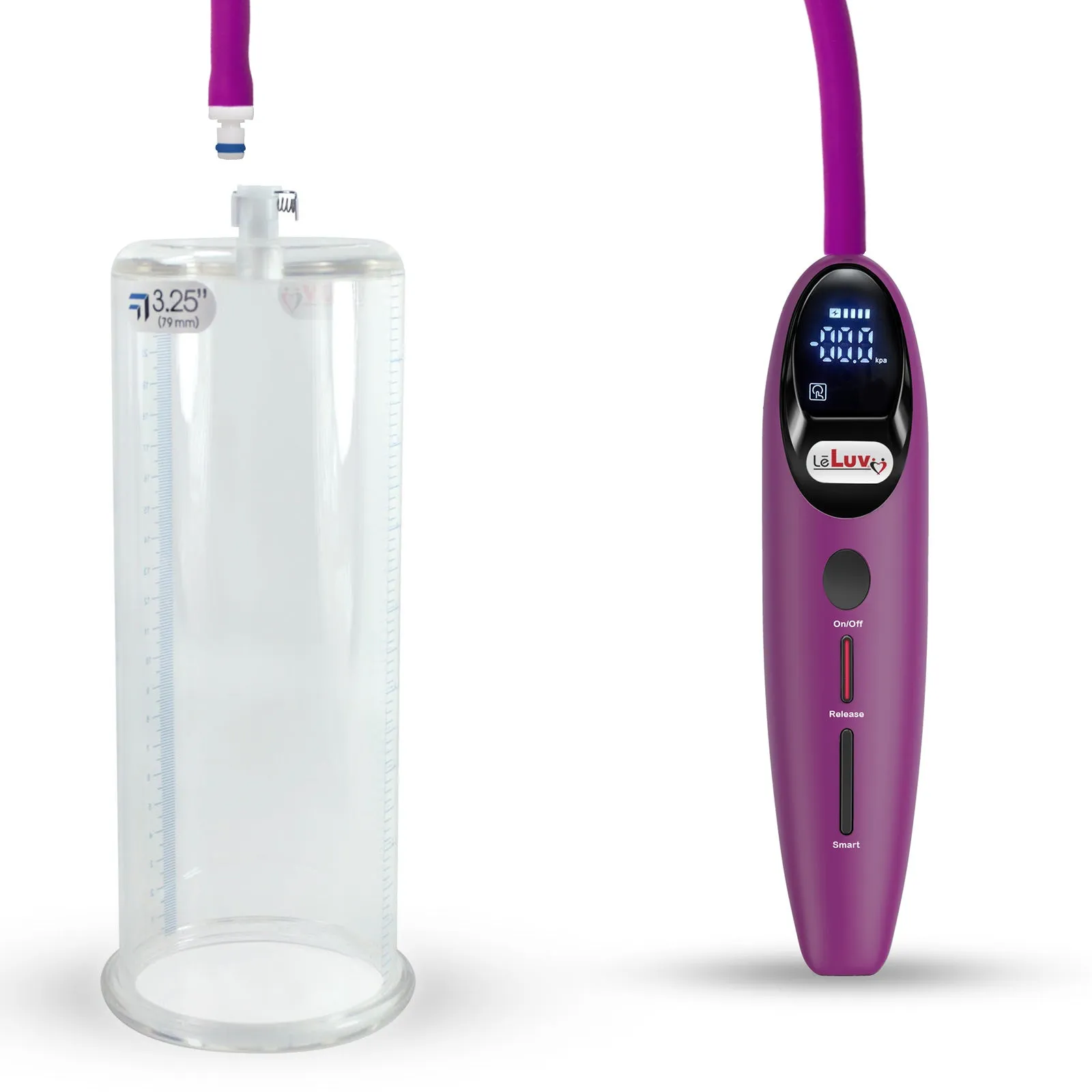 LeLuv Magna Smart LCD Penis Pump | 9 or 12 Inch Length Cylinder | Round Flange