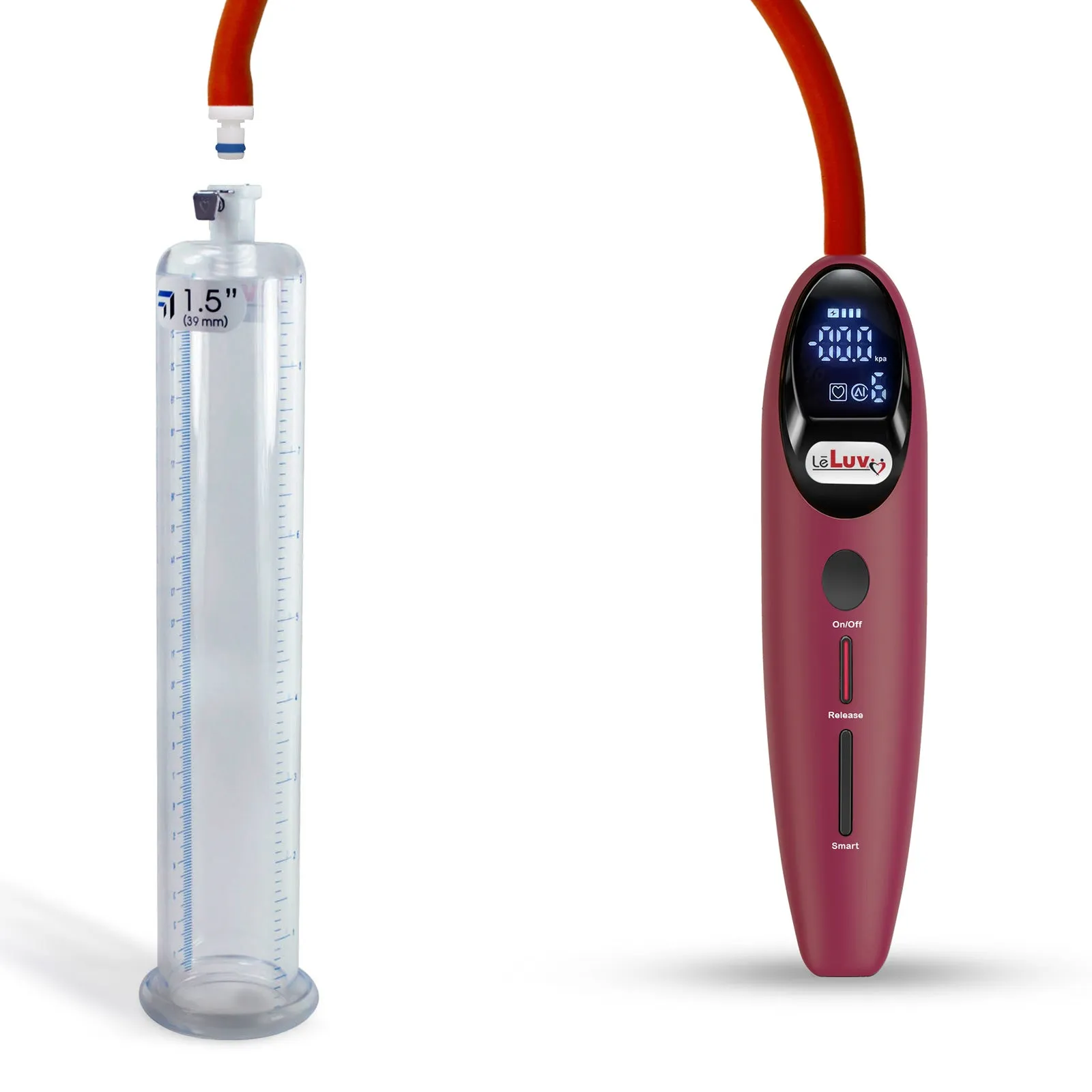 LeLuv Magna Smart LCD Penis Pump | 9 or 12 Inch Length Cylinder | Round Flange