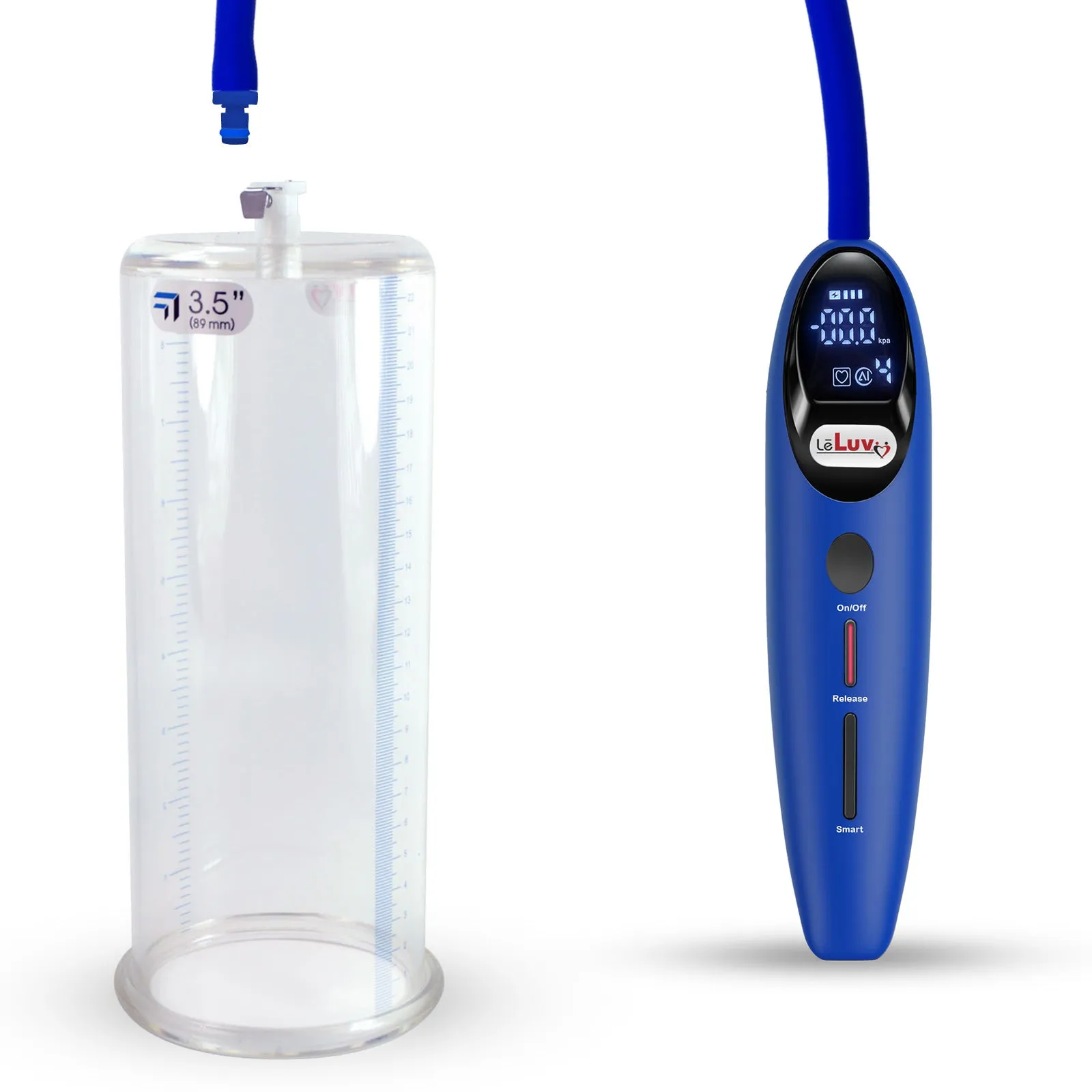 LeLuv Magna Smart LCD Penis Pump | 9 or 12 Inch Length Cylinder | Round Flange