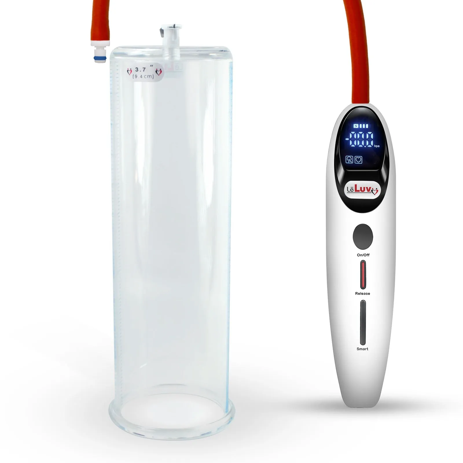 LeLuv Magna Smart LCD Penis Pump | 9 or 12 Inch Length Cylinder | Round Flange