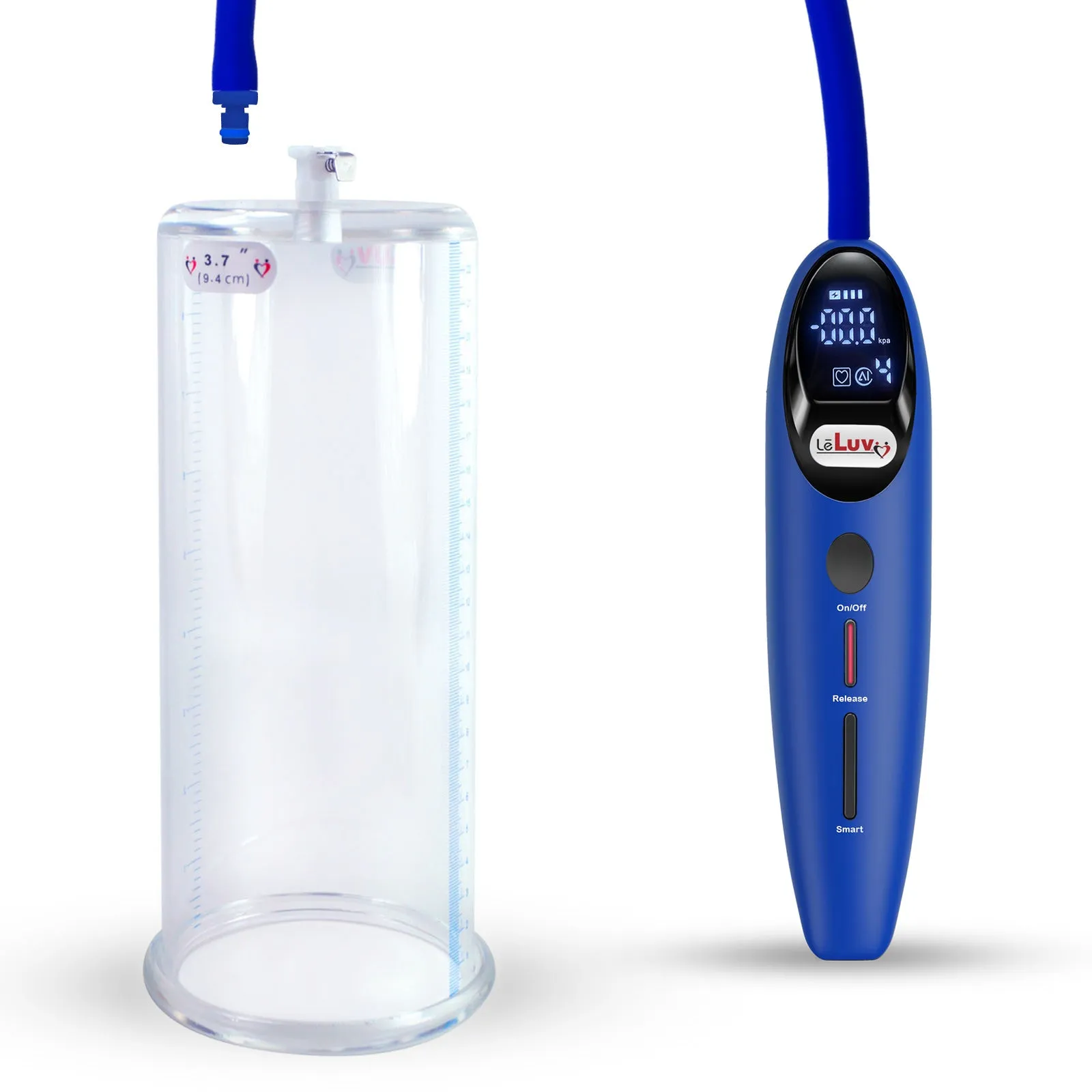 LeLuv Magna Smart LCD Penis Pump | 9 or 12 Inch Length Cylinder | Round Flange