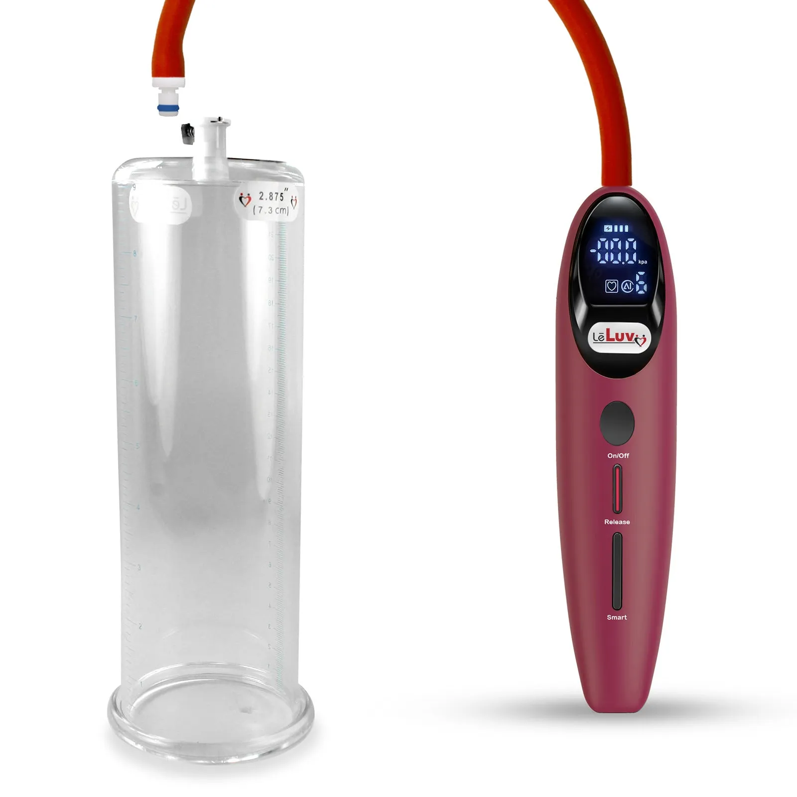 LeLuv Magna Smart LCD Penis Pump | 9 or 12 Inch Length Cylinder | Round Flange