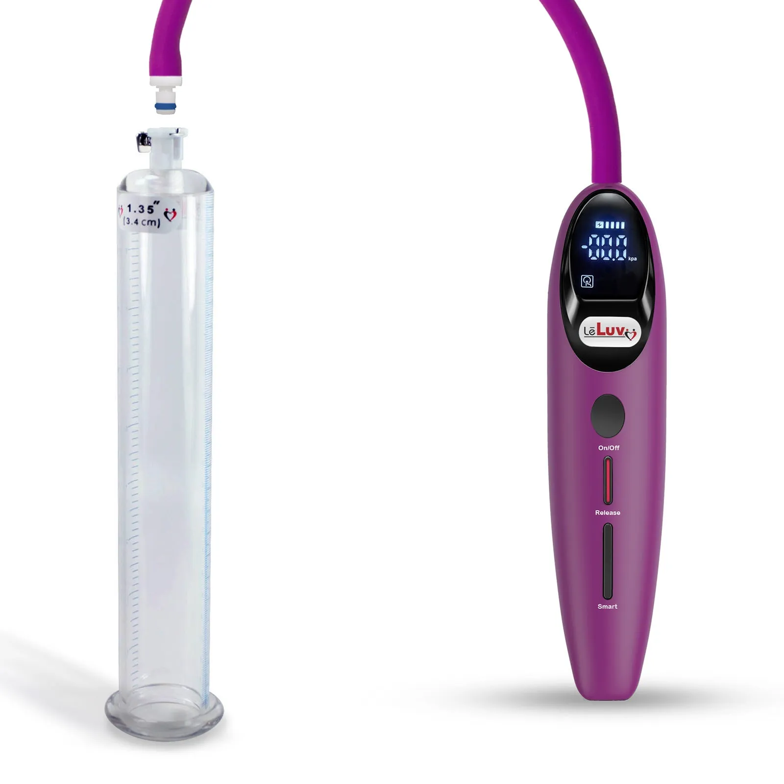 LeLuv Magna Smart LCD Penis Pump | 9 or 12 Inch Length Cylinder | Round Flange