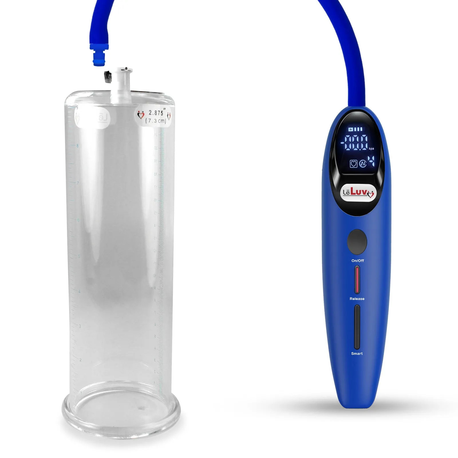 LeLuv Magna Smart LCD Penis Pump | 9 or 12 Inch Length Cylinder | Round Flange