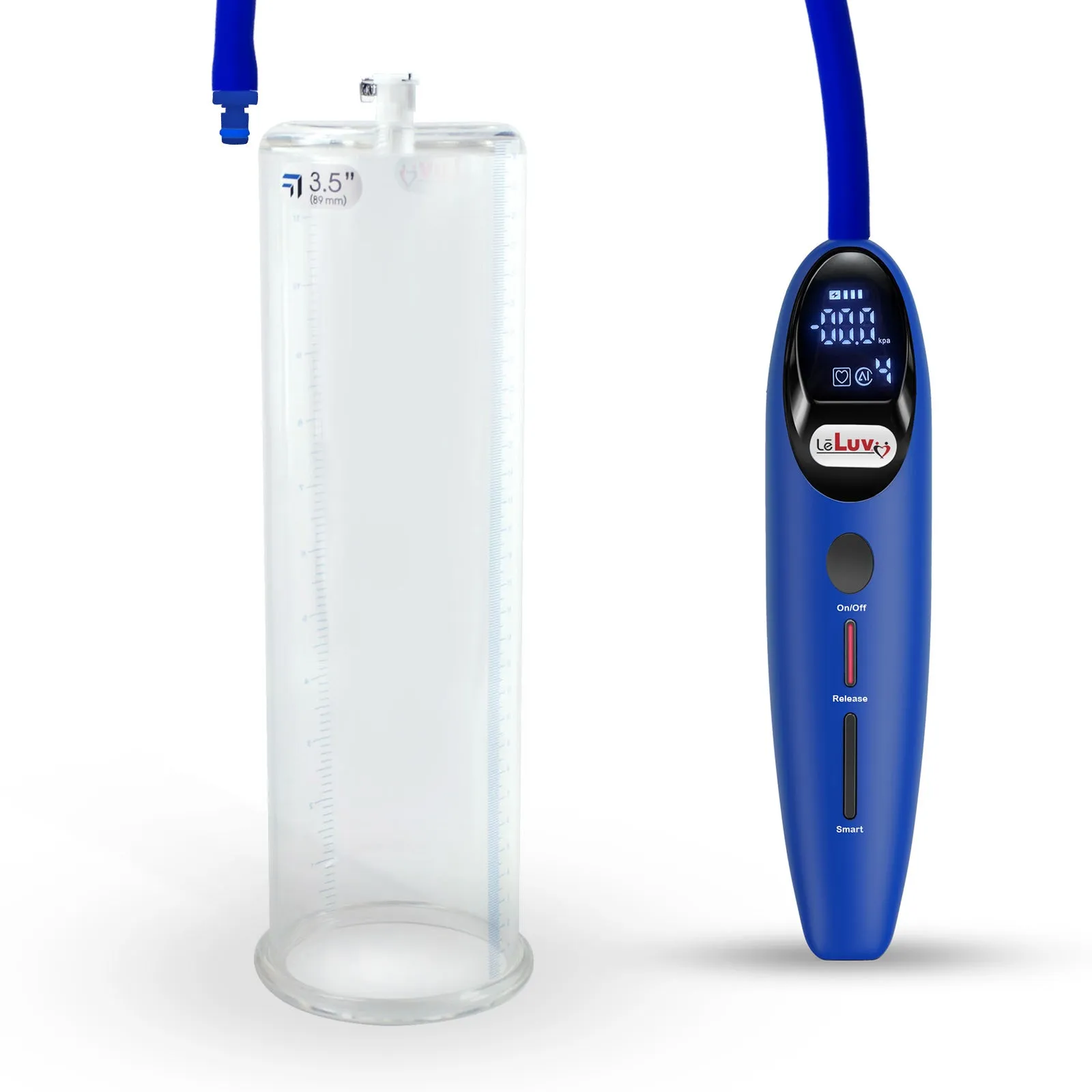 LeLuv Magna Smart LCD Penis Pump | 9 or 12 Inch Length Cylinder | Round Flange