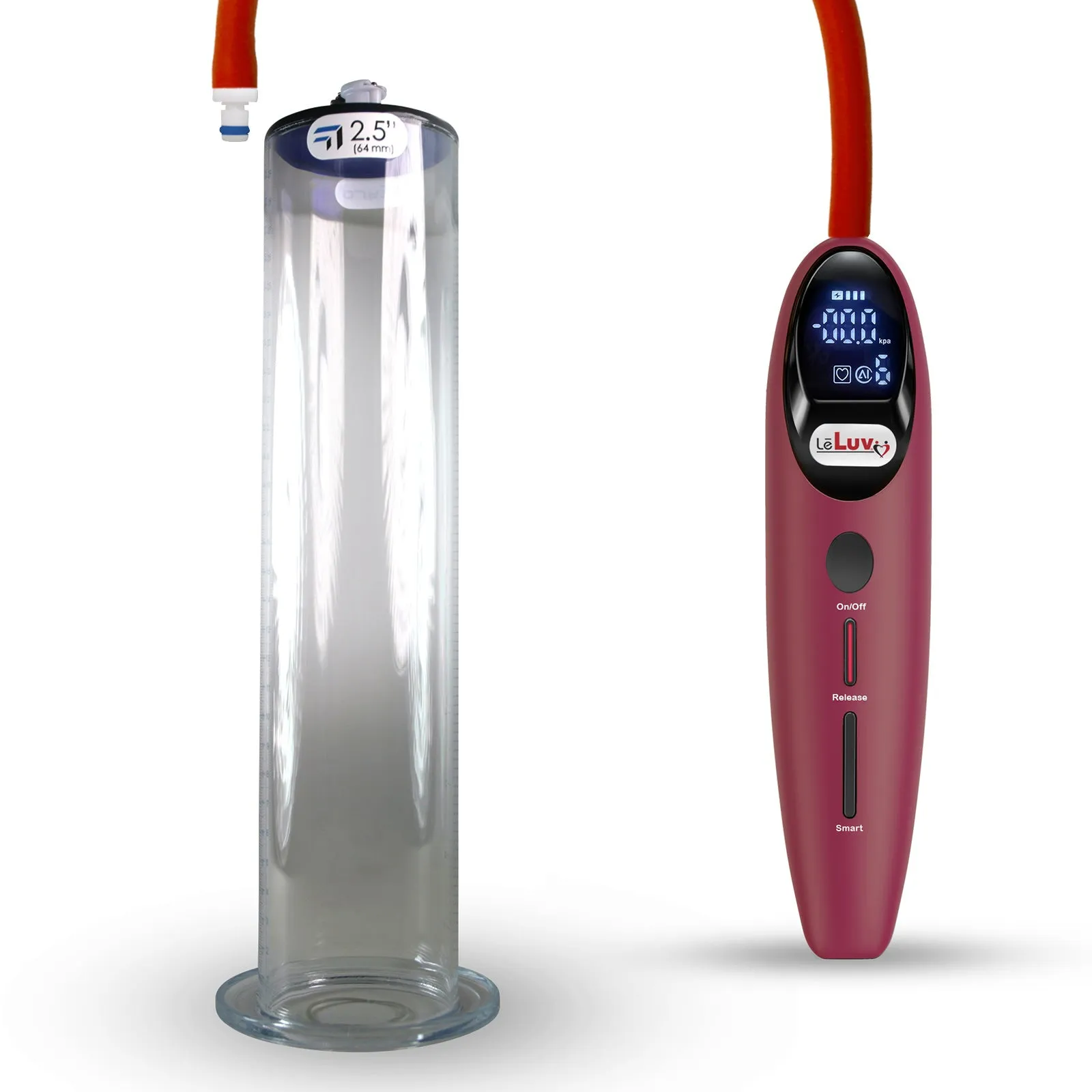 LeLuv Magna Smart LCD Penis Pump | 9 or 12 Inch Length Cylinder | Wide Flange