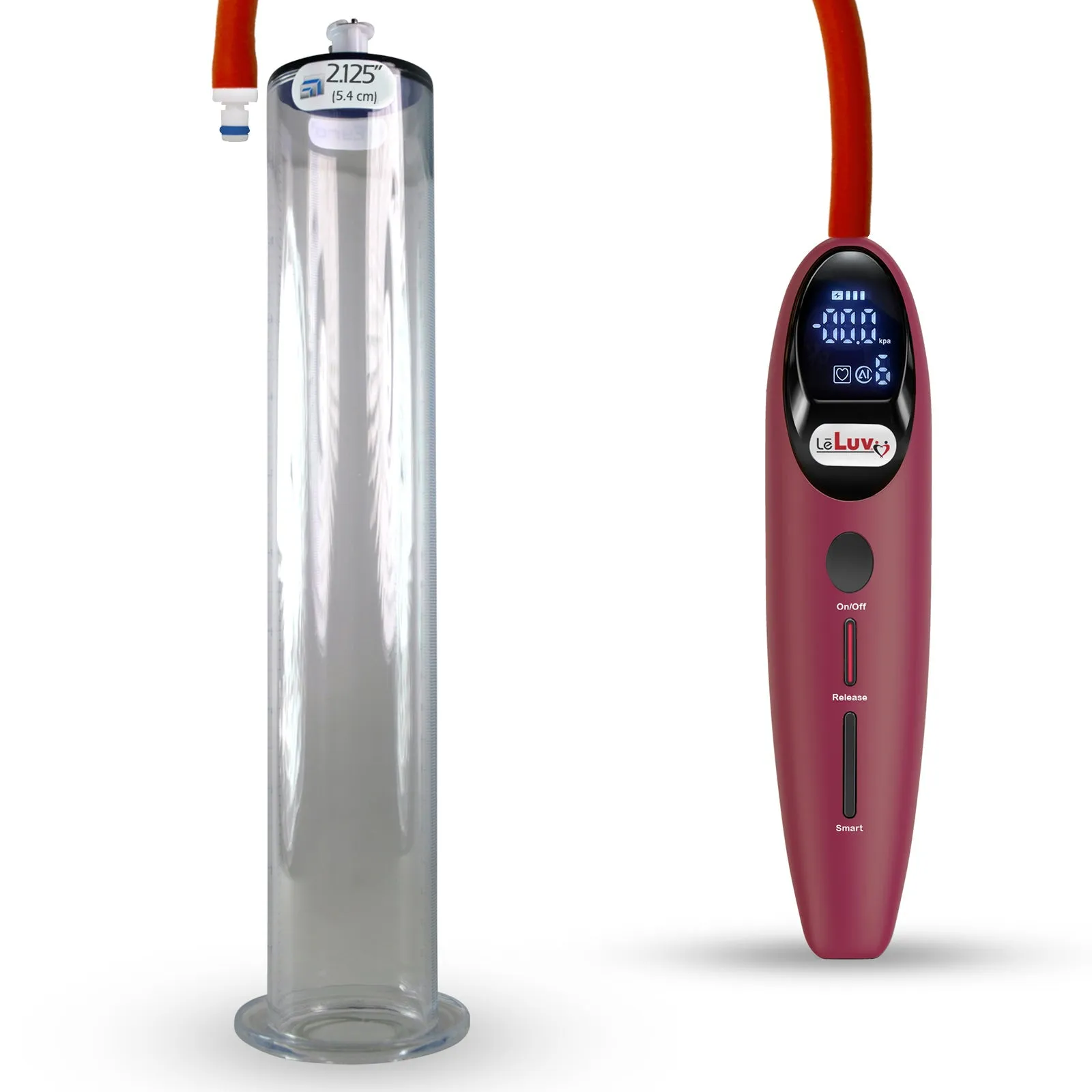 LeLuv Magna Smart LCD Penis Pump | 9 or 12 Inch Length Cylinder | Wide Flange