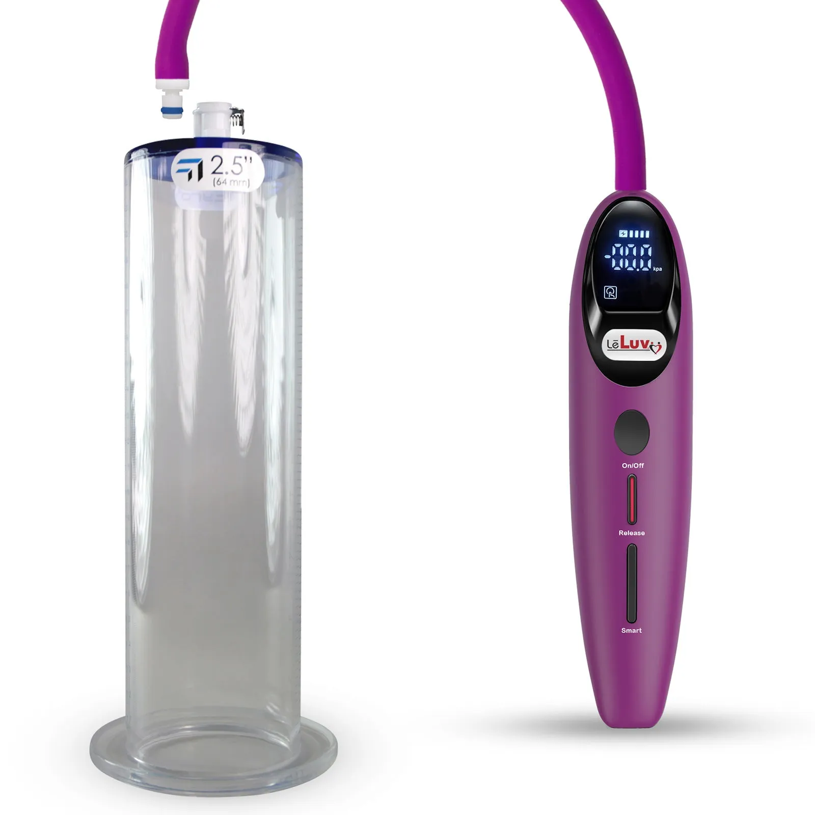 LeLuv Magna Smart LCD Penis Pump | 9 or 12 Inch Length Cylinder | Wide Flange