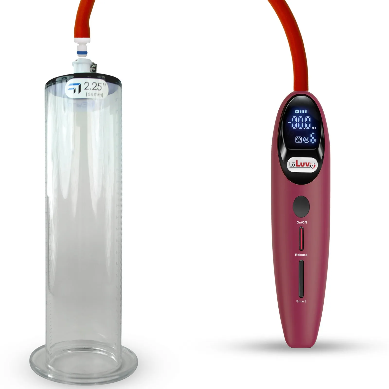 LeLuv Magna Smart LCD Penis Pump | 9 or 12 Inch Length Cylinder | Wide Flange