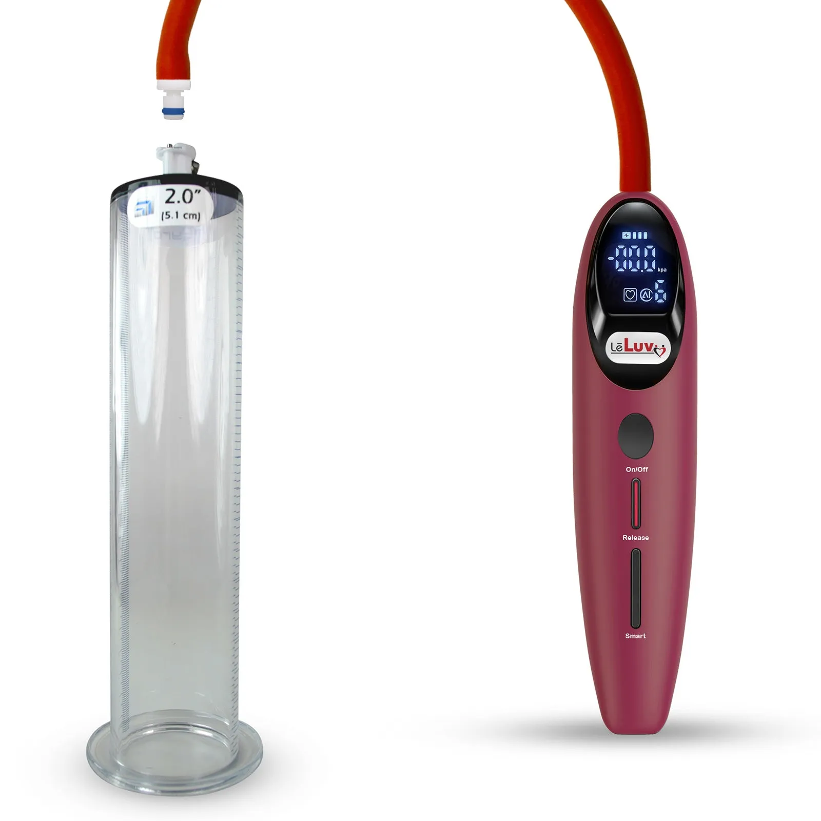 LeLuv Magna Smart LCD Penis Pump | 9 or 12 Inch Length Cylinder | Wide Flange